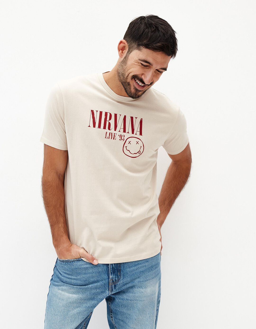 T-shirt 'Nirvana', Homem, Bege