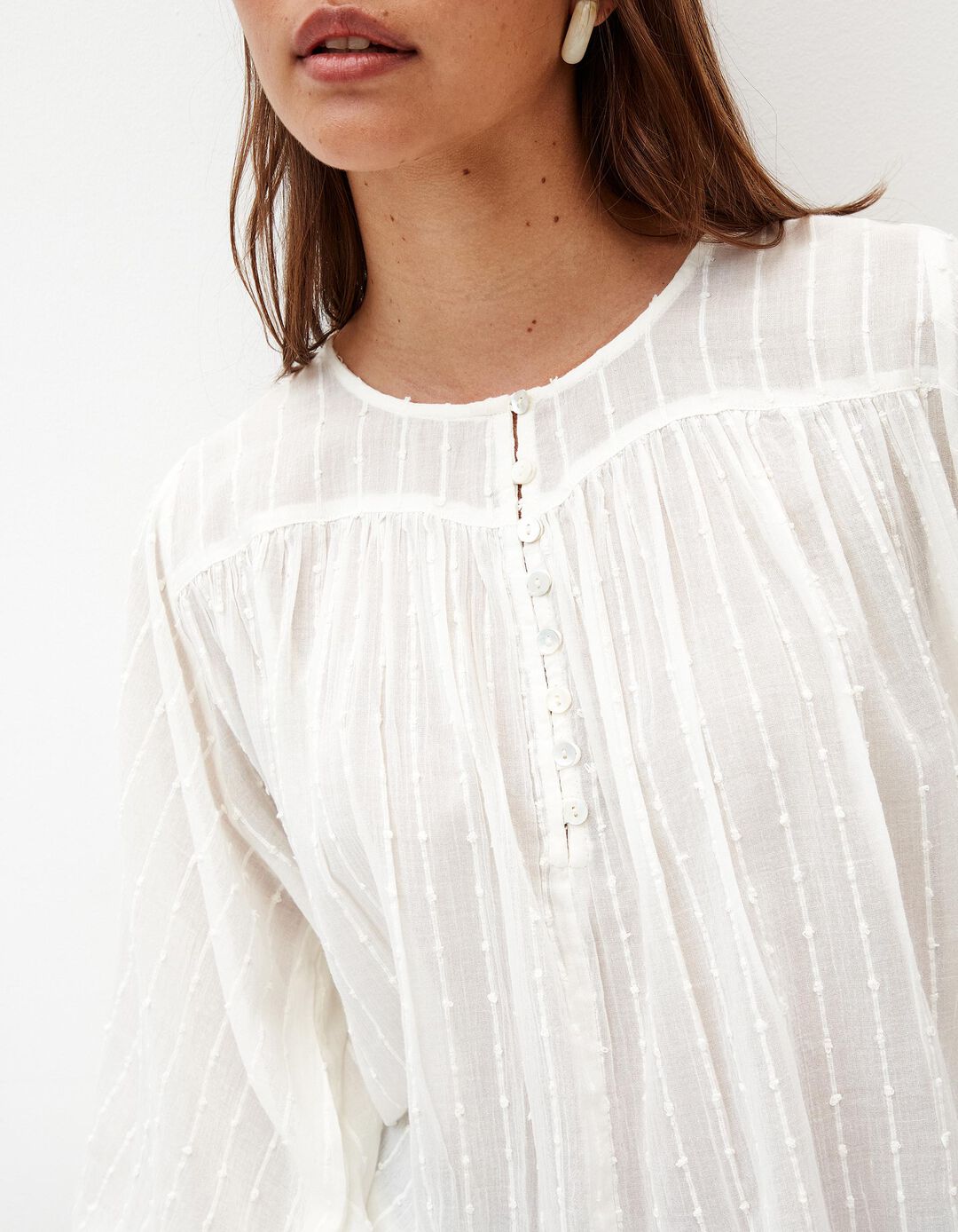 Blusa de Algodão, Mulher, Bege Claro
