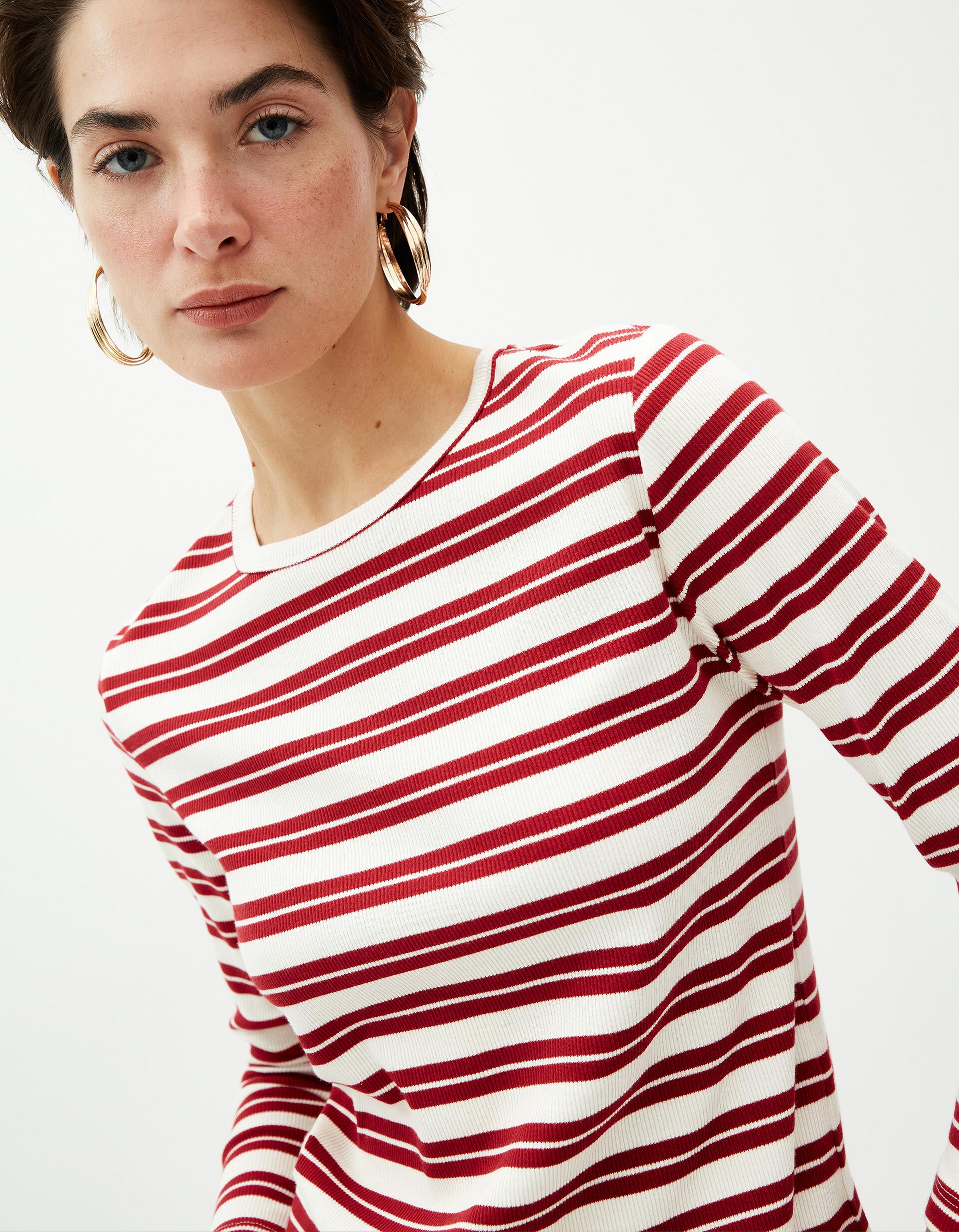 Comprar Online Camisola Riscas, Mulher, Vermelho Escuro