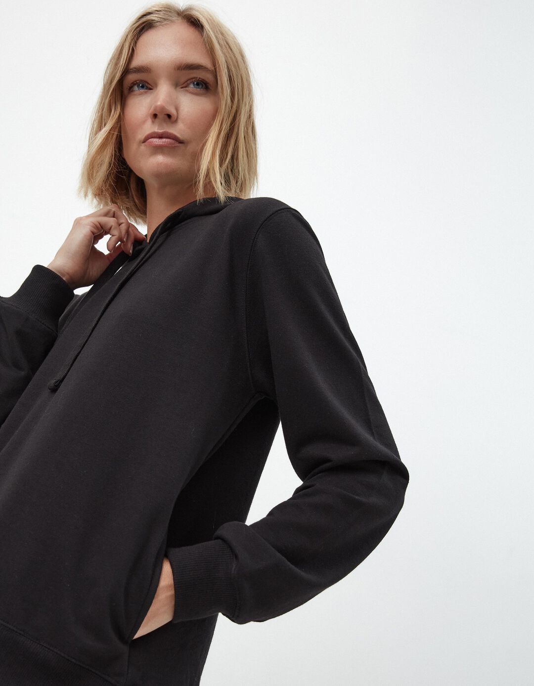 Sweatshirt de Felpa Capuz, Mulher, Preto