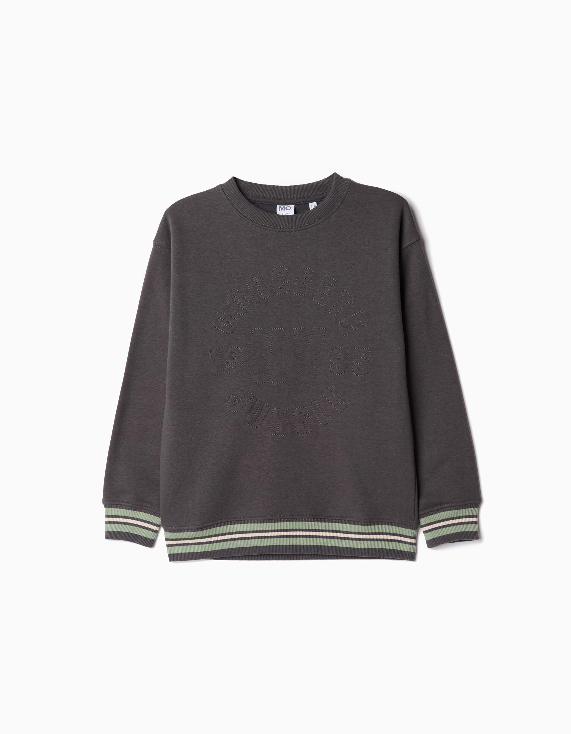 Sweatshirt de Felpa, Menino, Cinzento Escuro