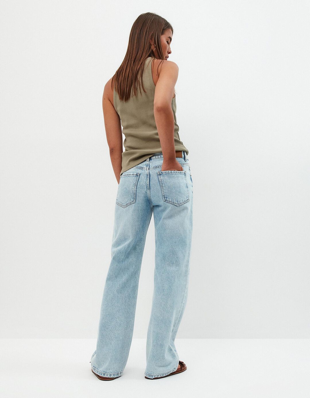 Calças de Ganga 'Straight fit', Mulher, Azul Claro