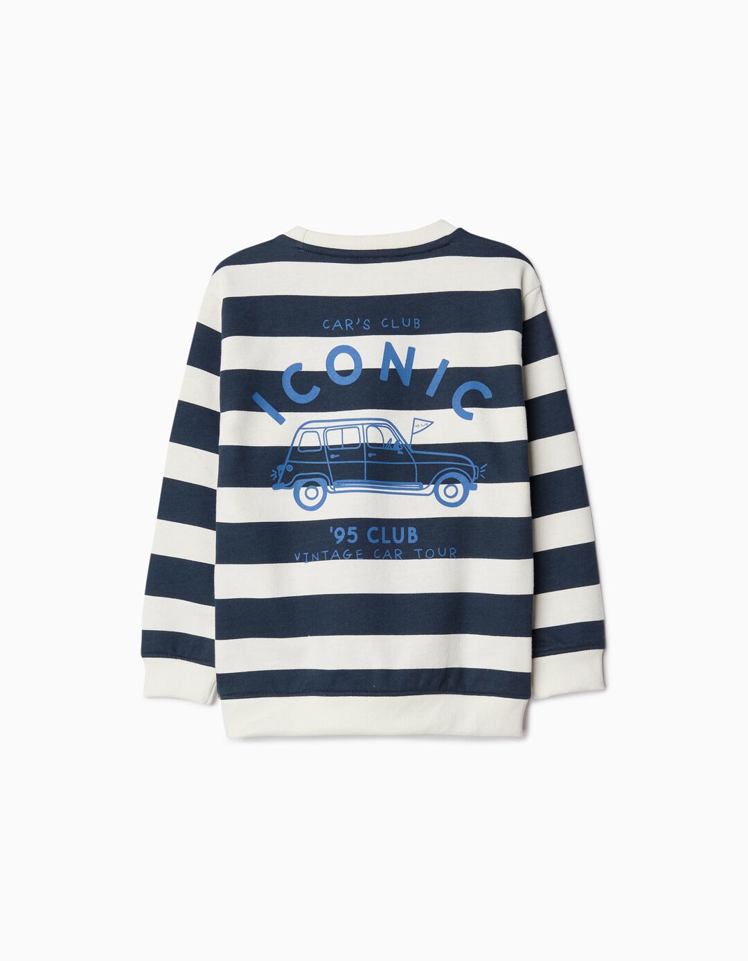 Sweatshirt Fleece Riscas, Menino, Azul Escuro 