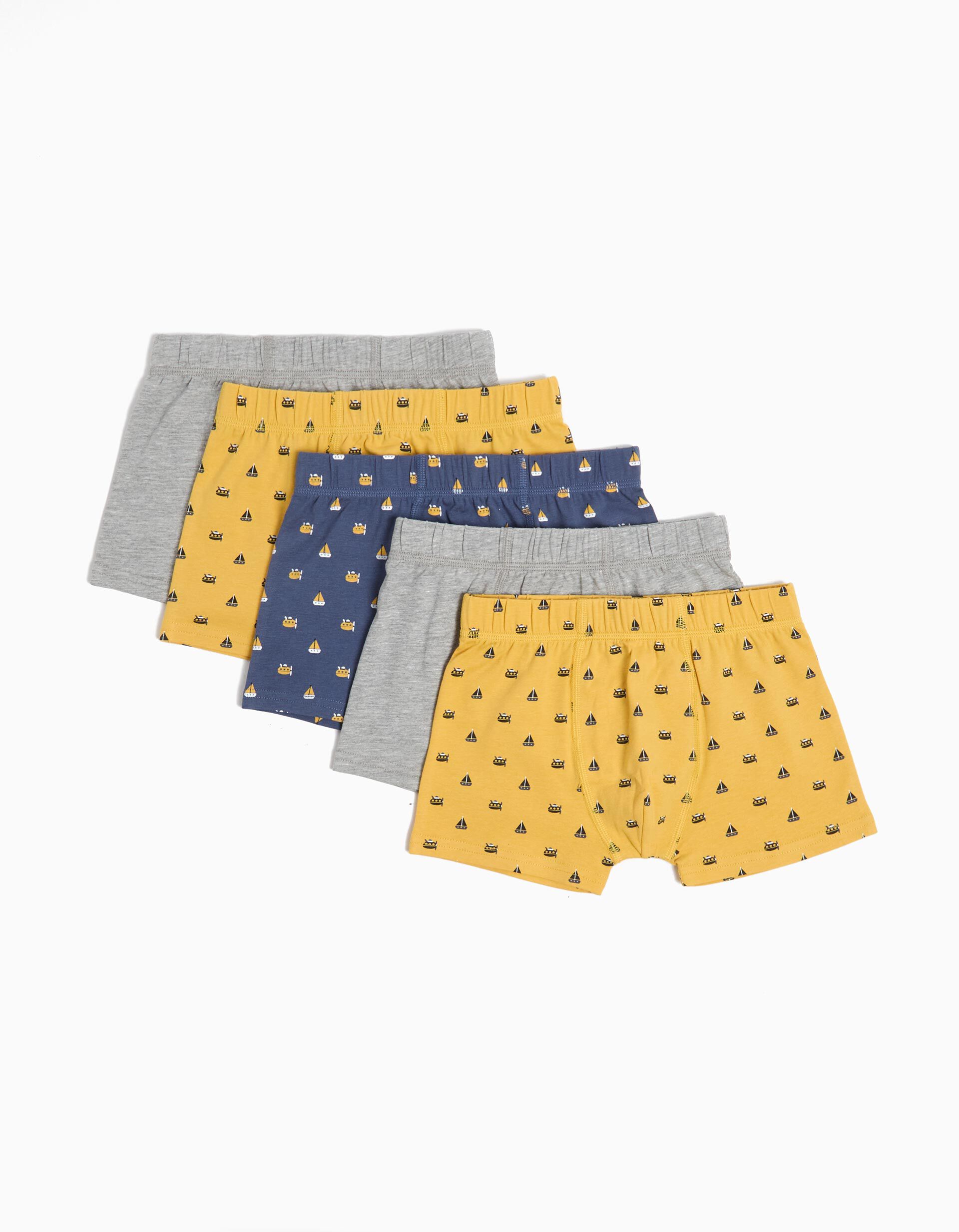 Pack 5 Boxers, Menino, Amarelo Escuro