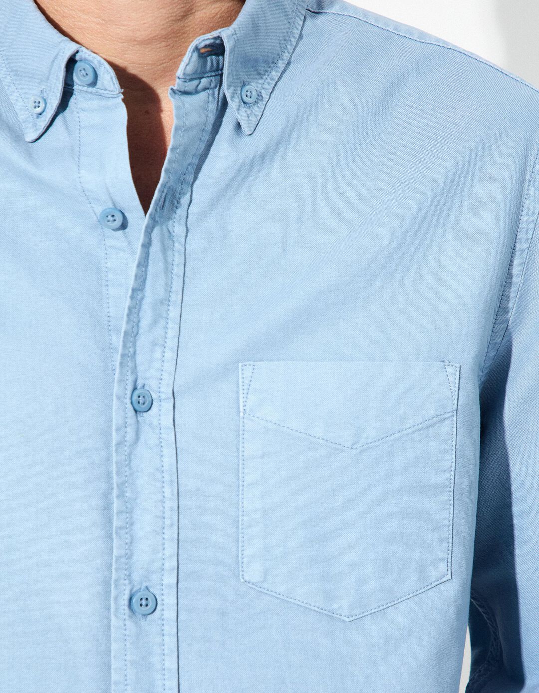 Camisa de Manga Comprida Oxford, Homem, Azul