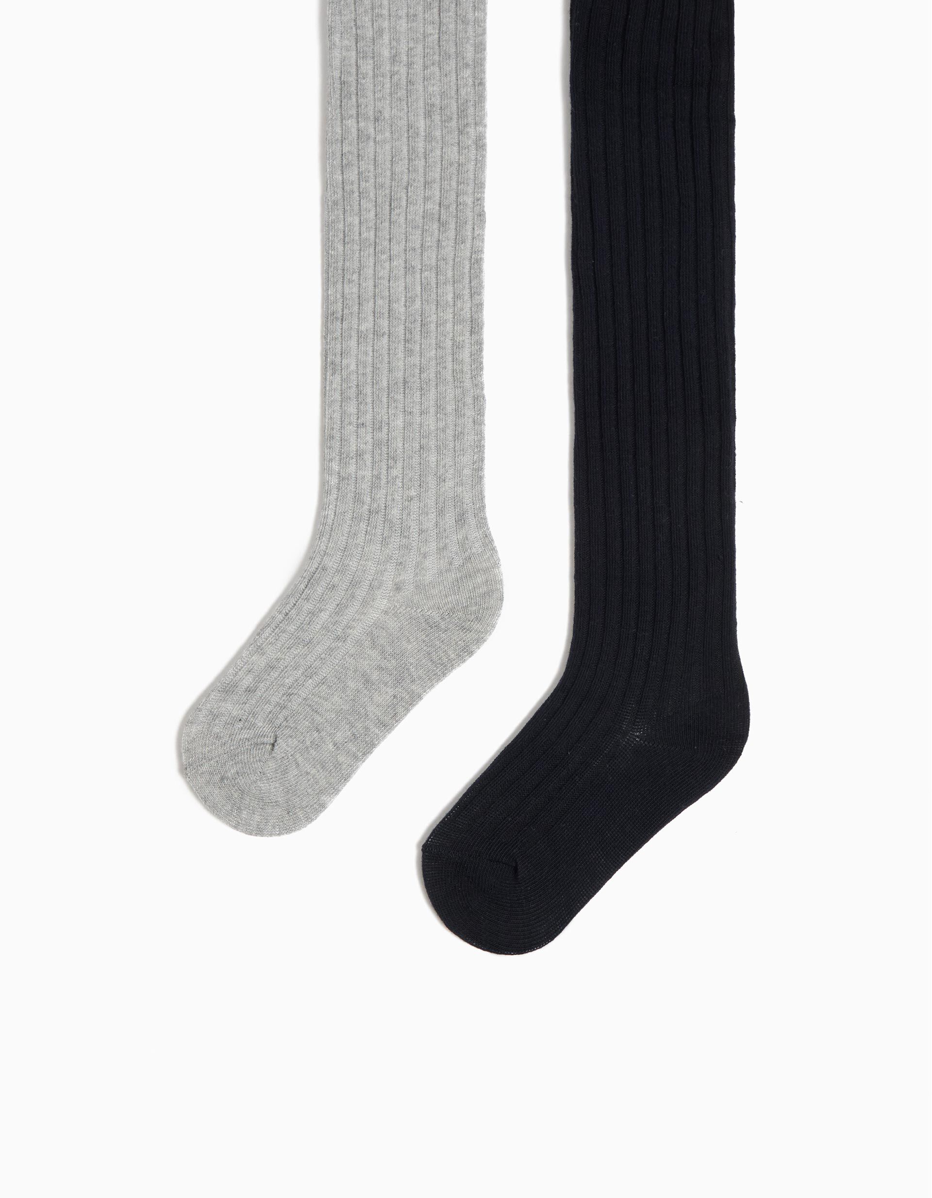 Pack 2 Pares de Collants Canelados, Menina, Multicor