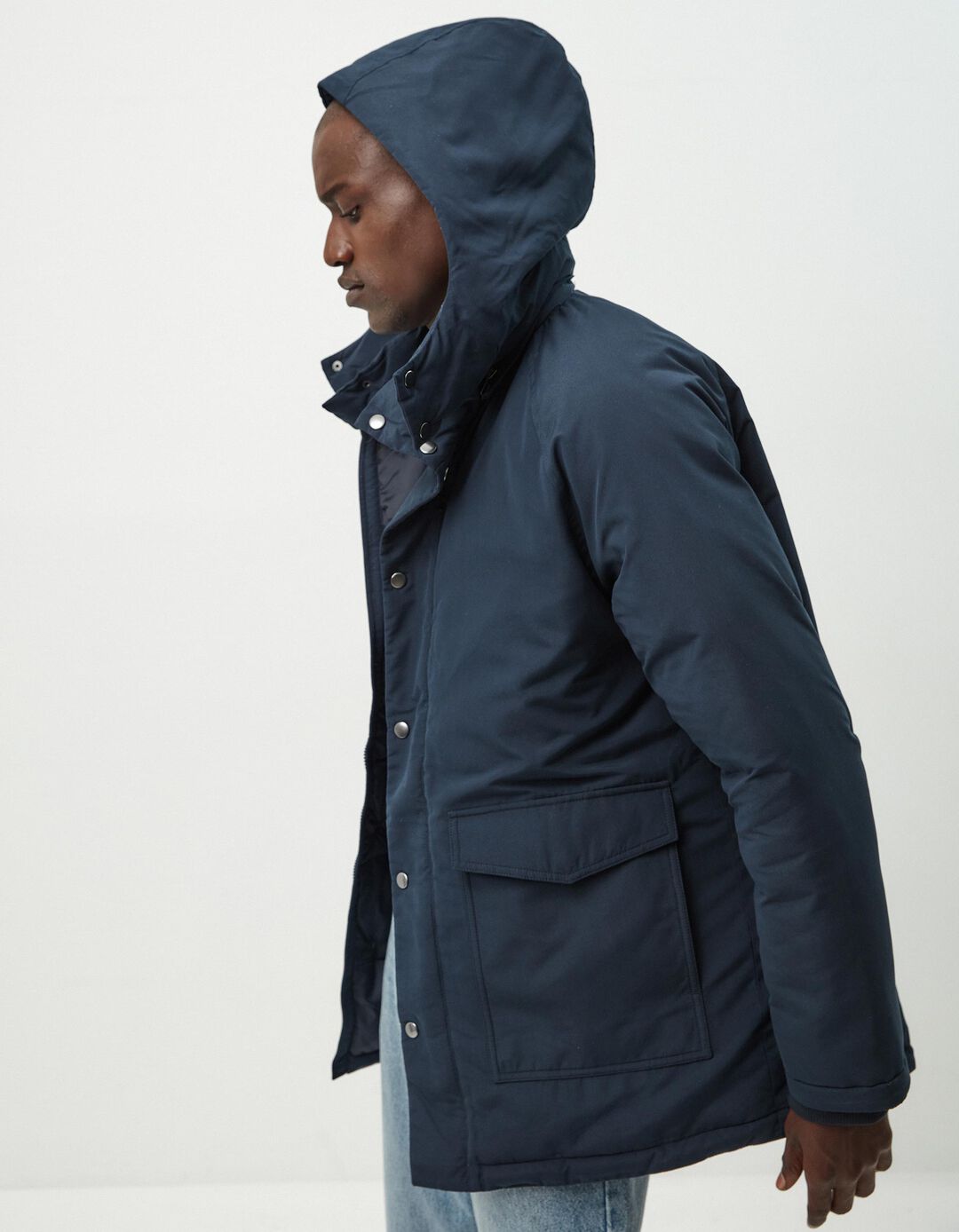 Parka Acolchoada Capuz, Homem, Azul Escuro 