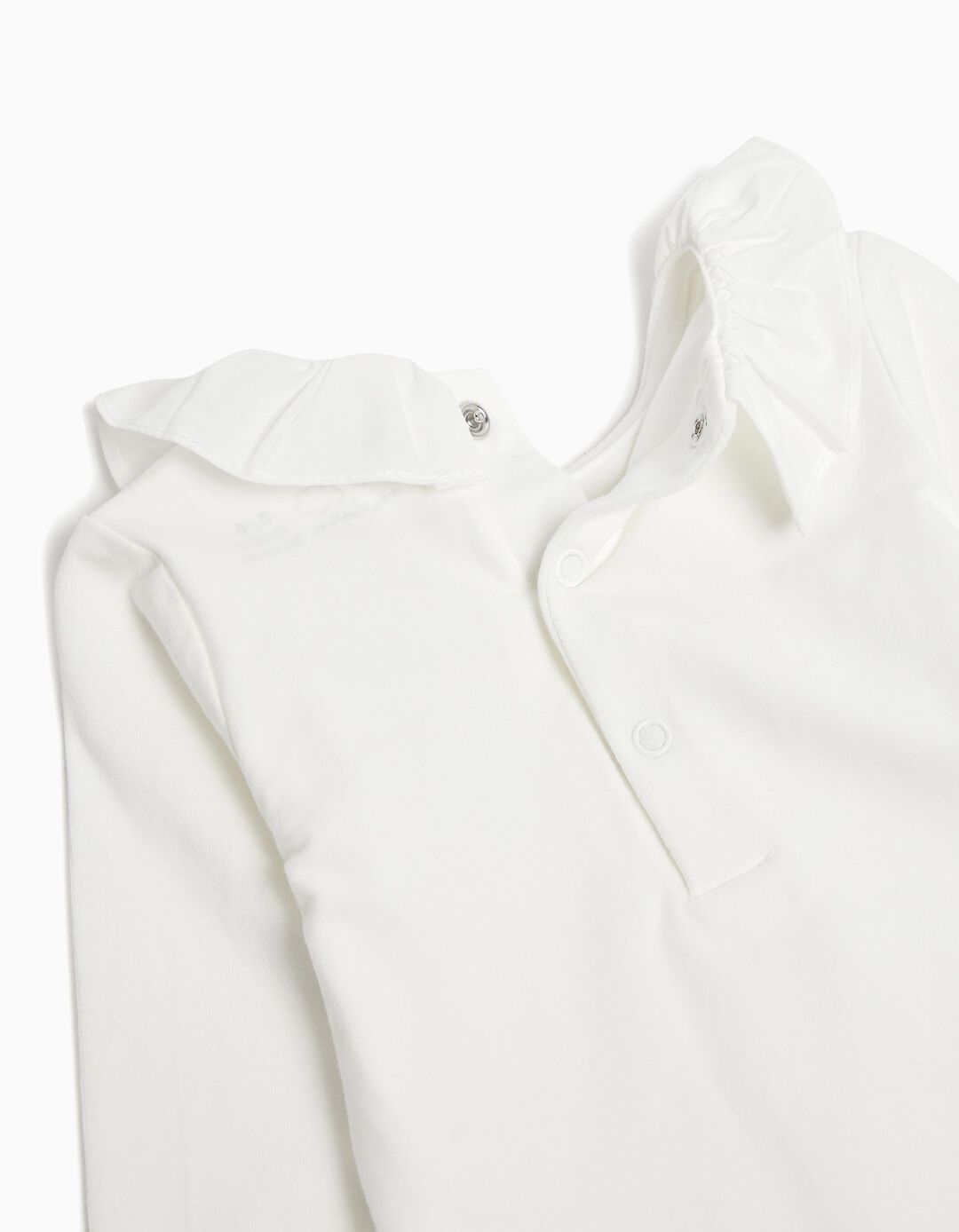 Body de Manga Comprida Gola Folho, Recém-nascido, Branco
