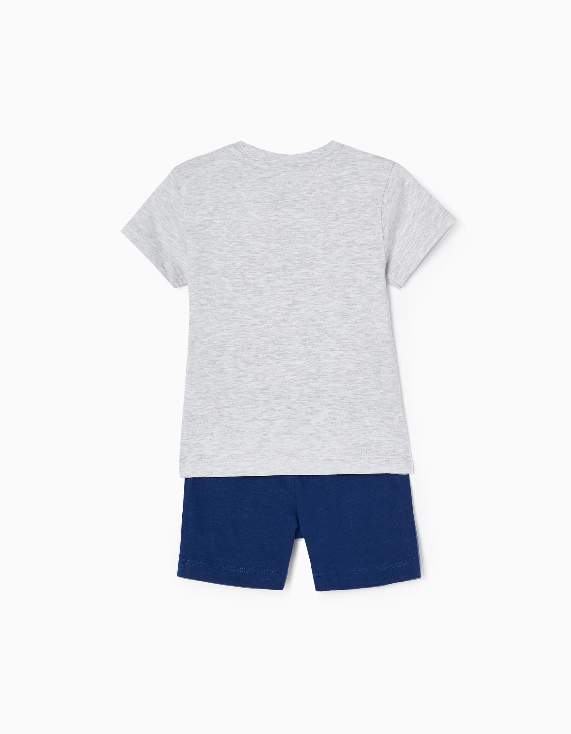Comprar Online T-shirt + Cal&ccedil;&otilde;es em Algod&atilde;o para Beb&eacute; Menino 'Tamboril', Cinza/Azul Escuro