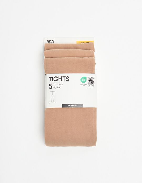 Comprar Online Pack 5 Pares de Collants, Menina, Bege Claro