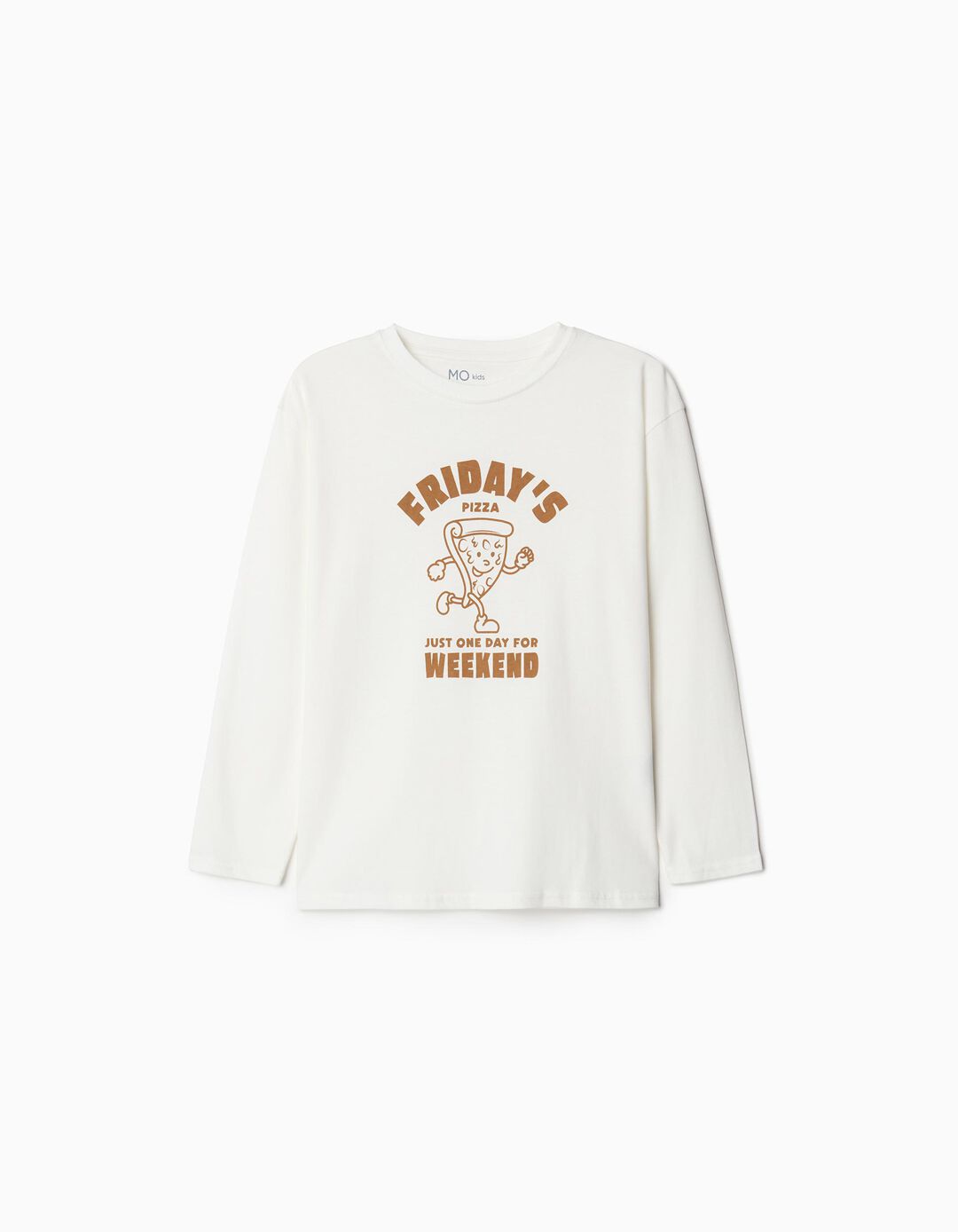 T-shirt de Manga Comprida, Menino, Branco
