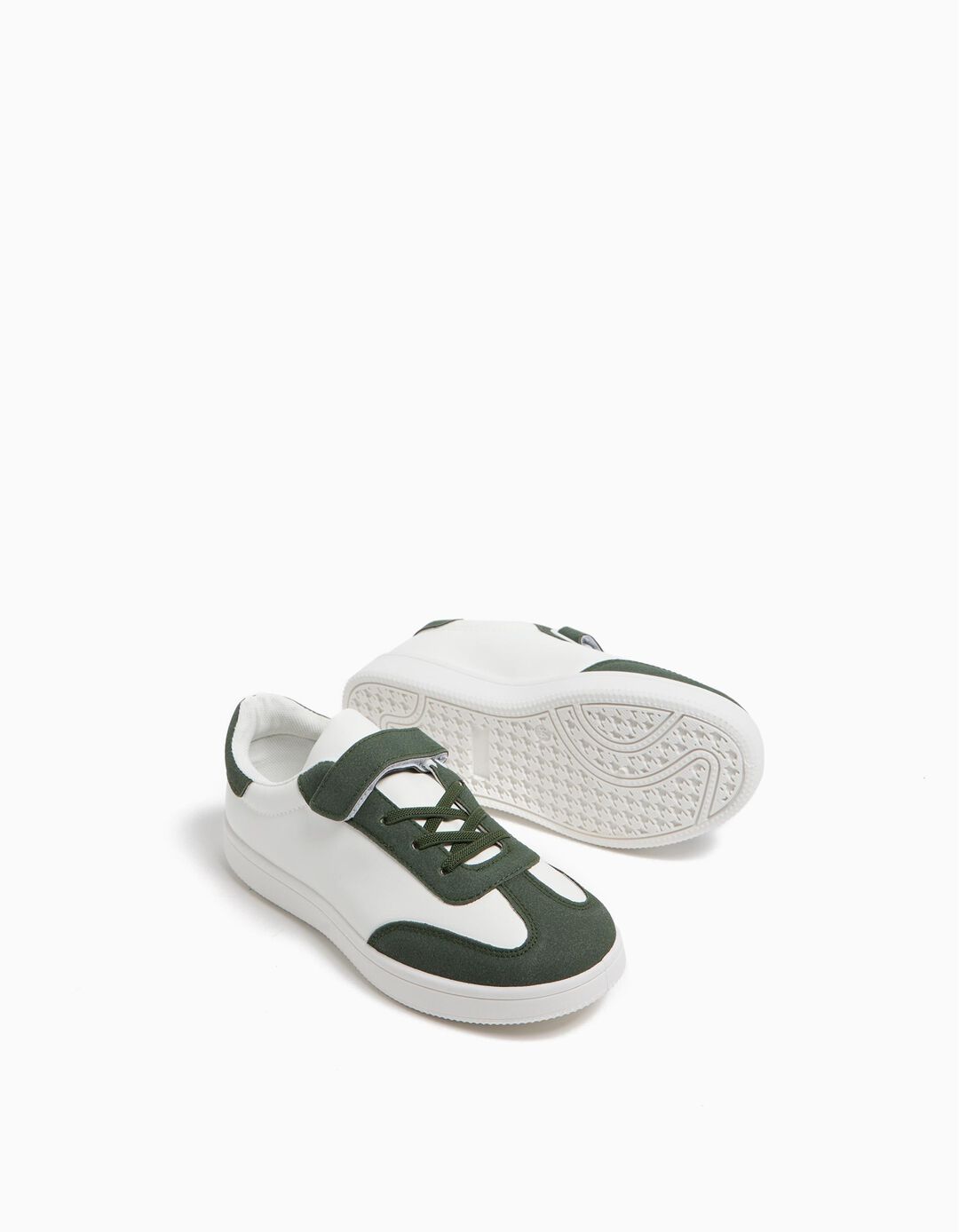 Sapatilhas Contraste Velcro, Criança, Verde Escuro