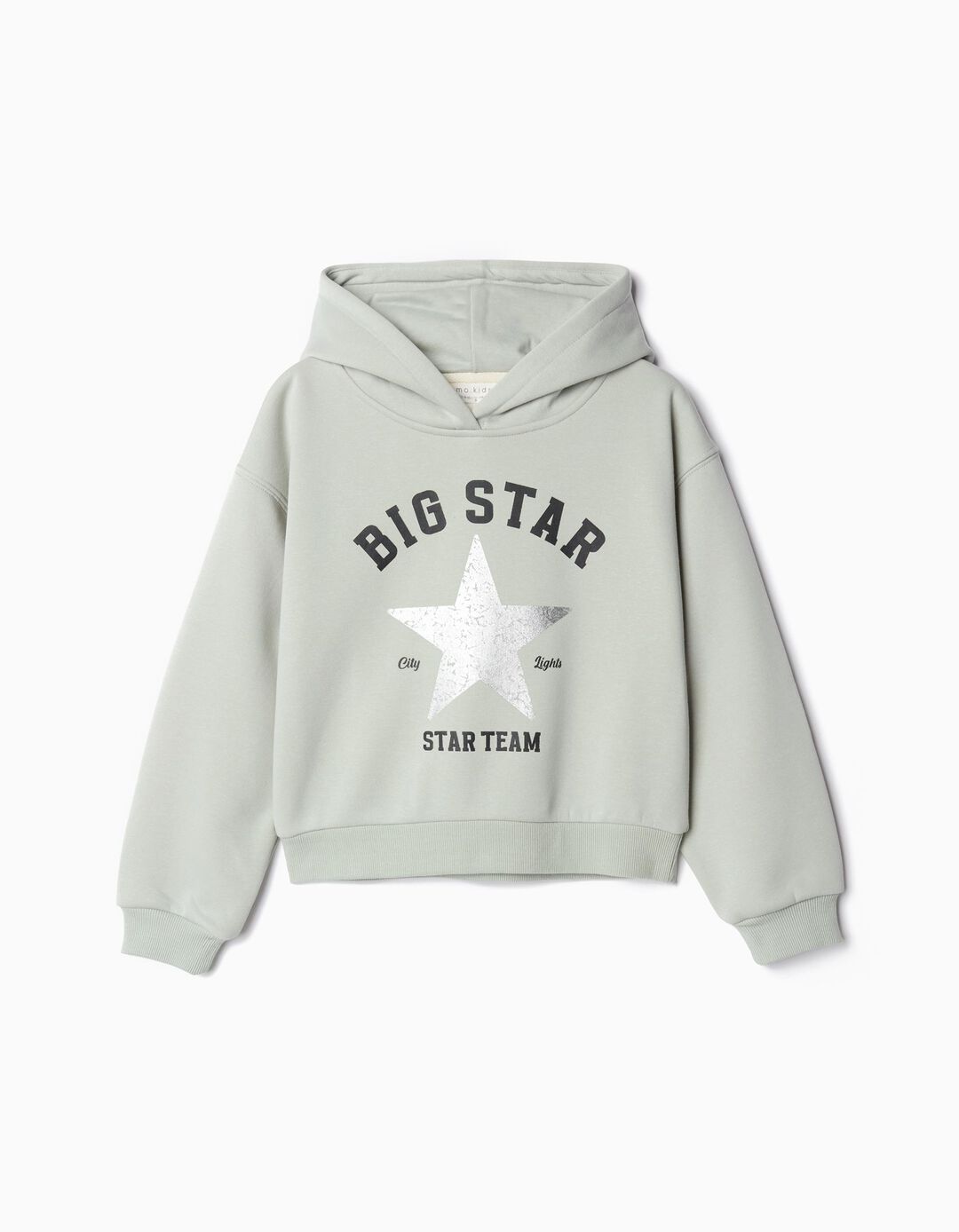 Sweatshirt Capuz Estampado, Menina, Verde Claro