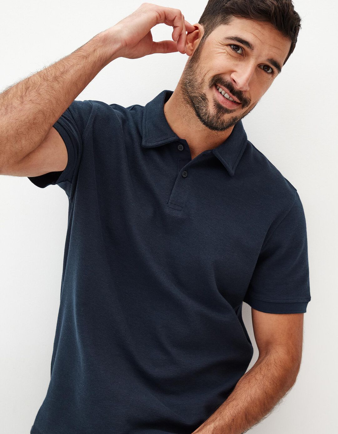 Polo Waffle, Homem, Azul Escuro