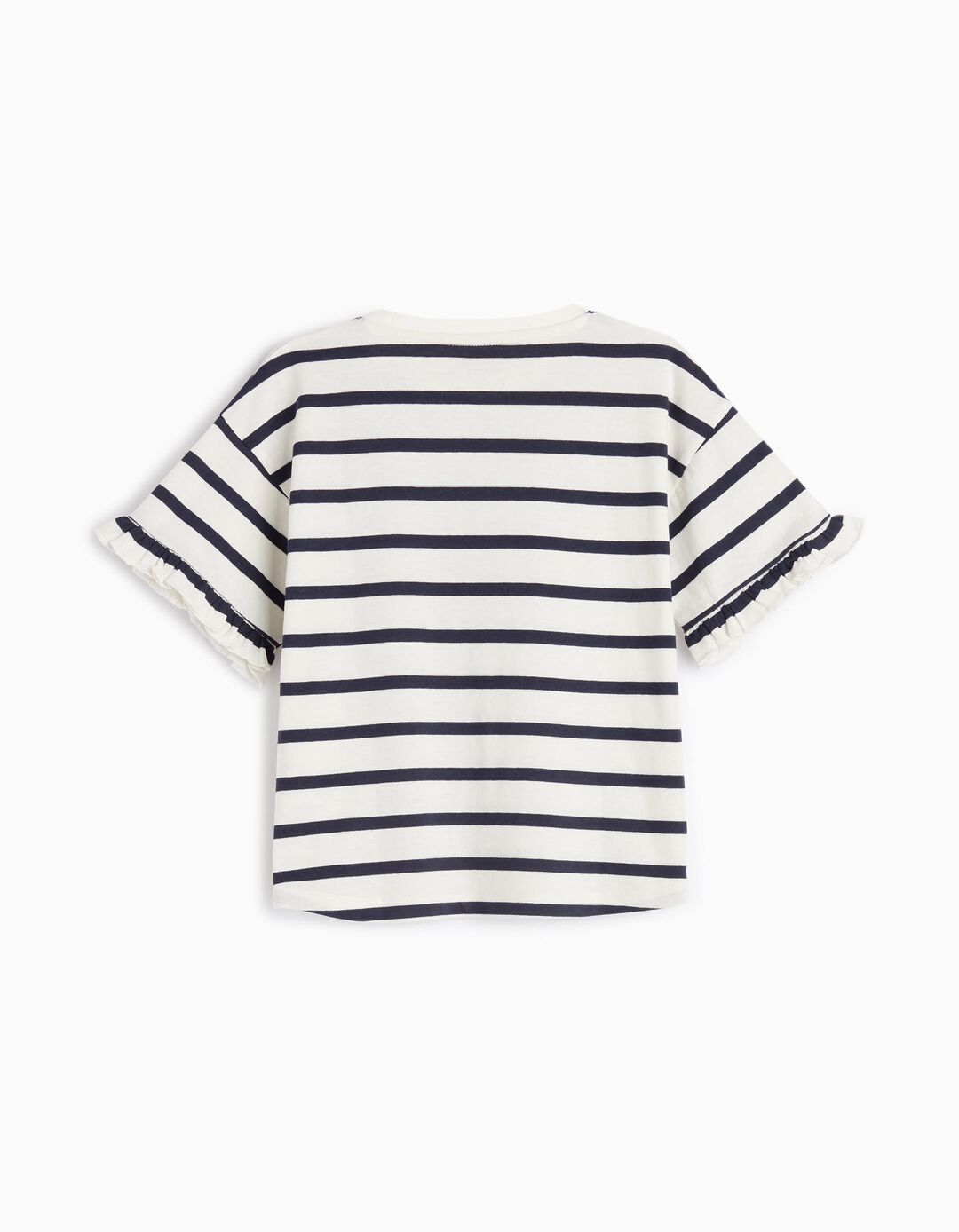 T-shirt Riscas, Menina, Azul Escuro