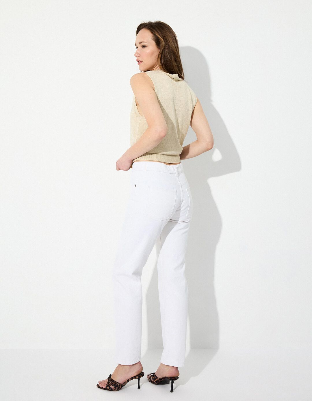 Calças de Ganga 'Medium Straight', Mulher, Branco
