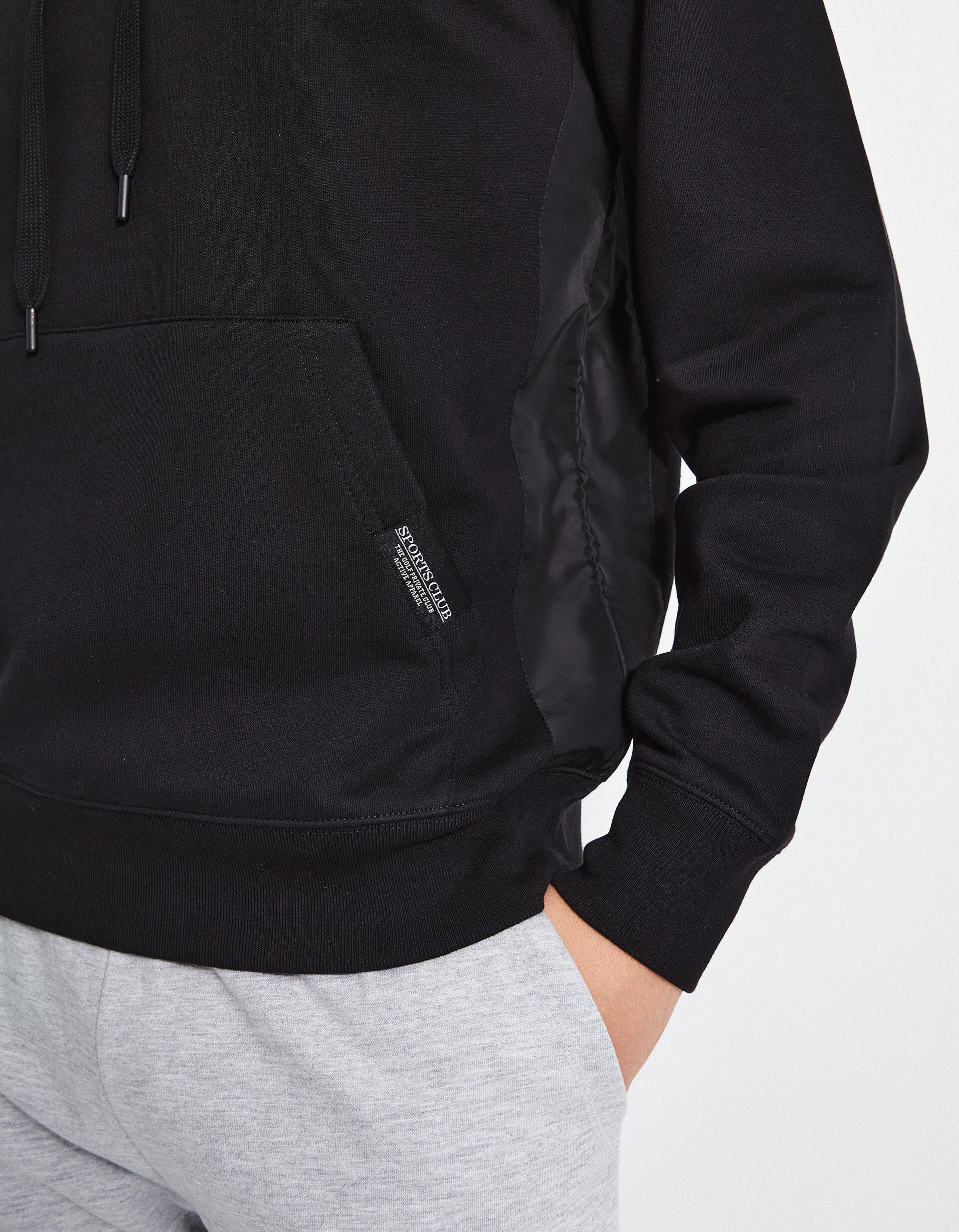 Comprar Online Sweatshirt de Felpa Detalhes Nylon Capuz, Homem,Preto