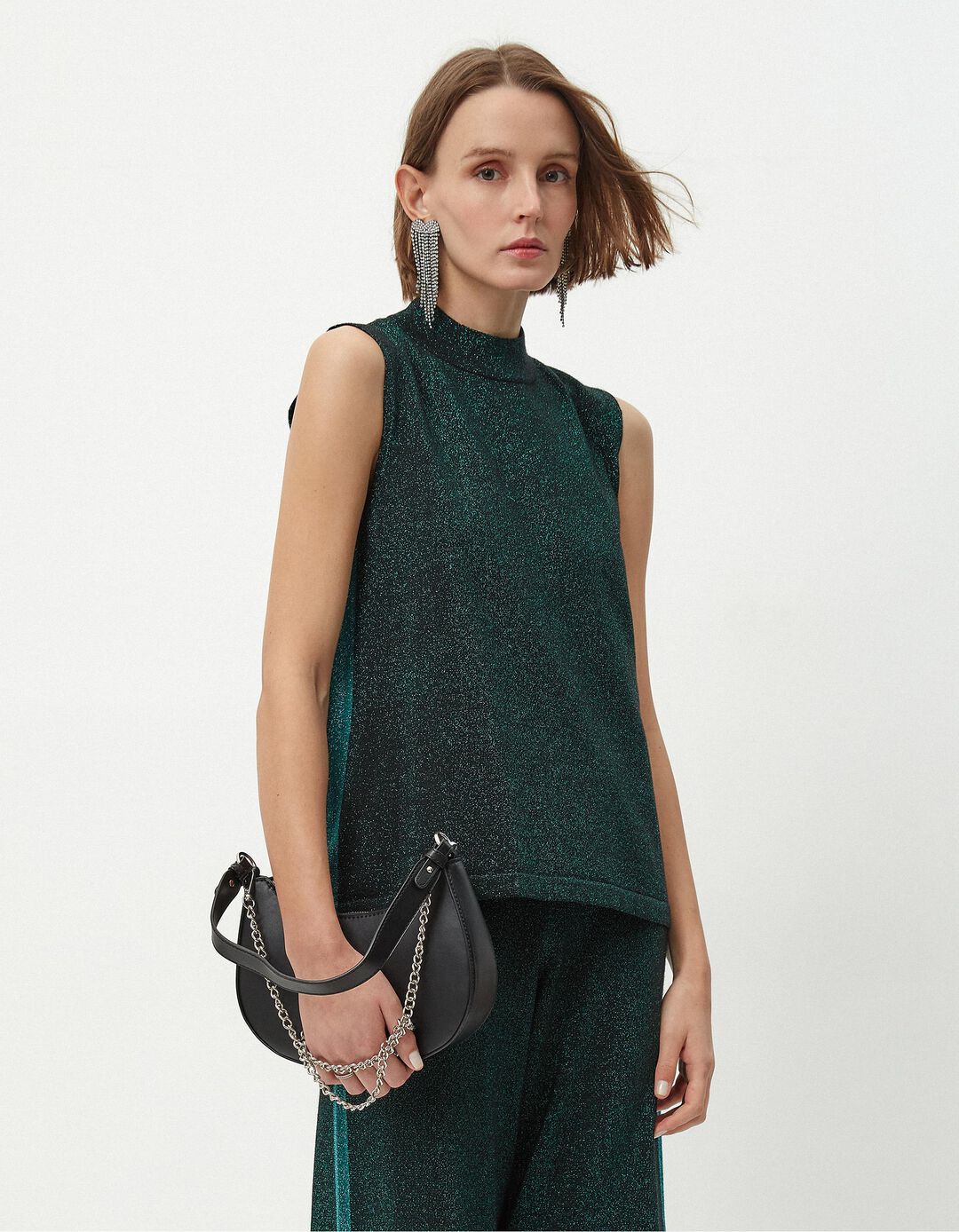 Colete Malha Lurex, Mulher, Verde