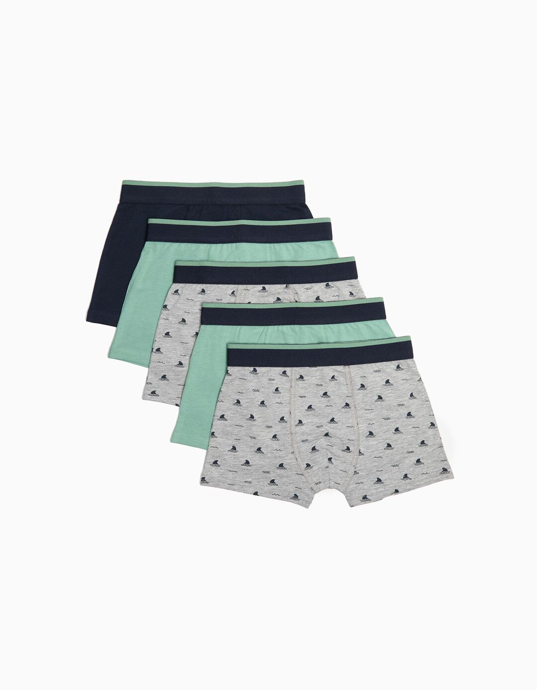 Pack 5 Boxers, Menino, Verde Claro