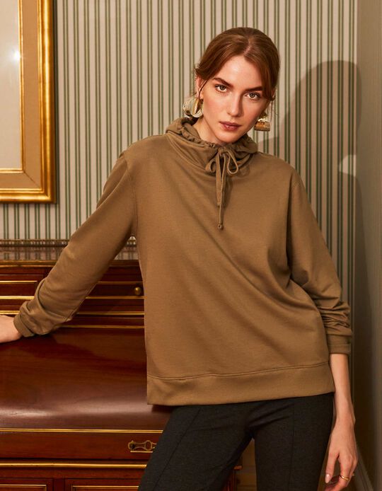 Comprar Online Sweatshirt Capuz, Mulher, Bege Escuro