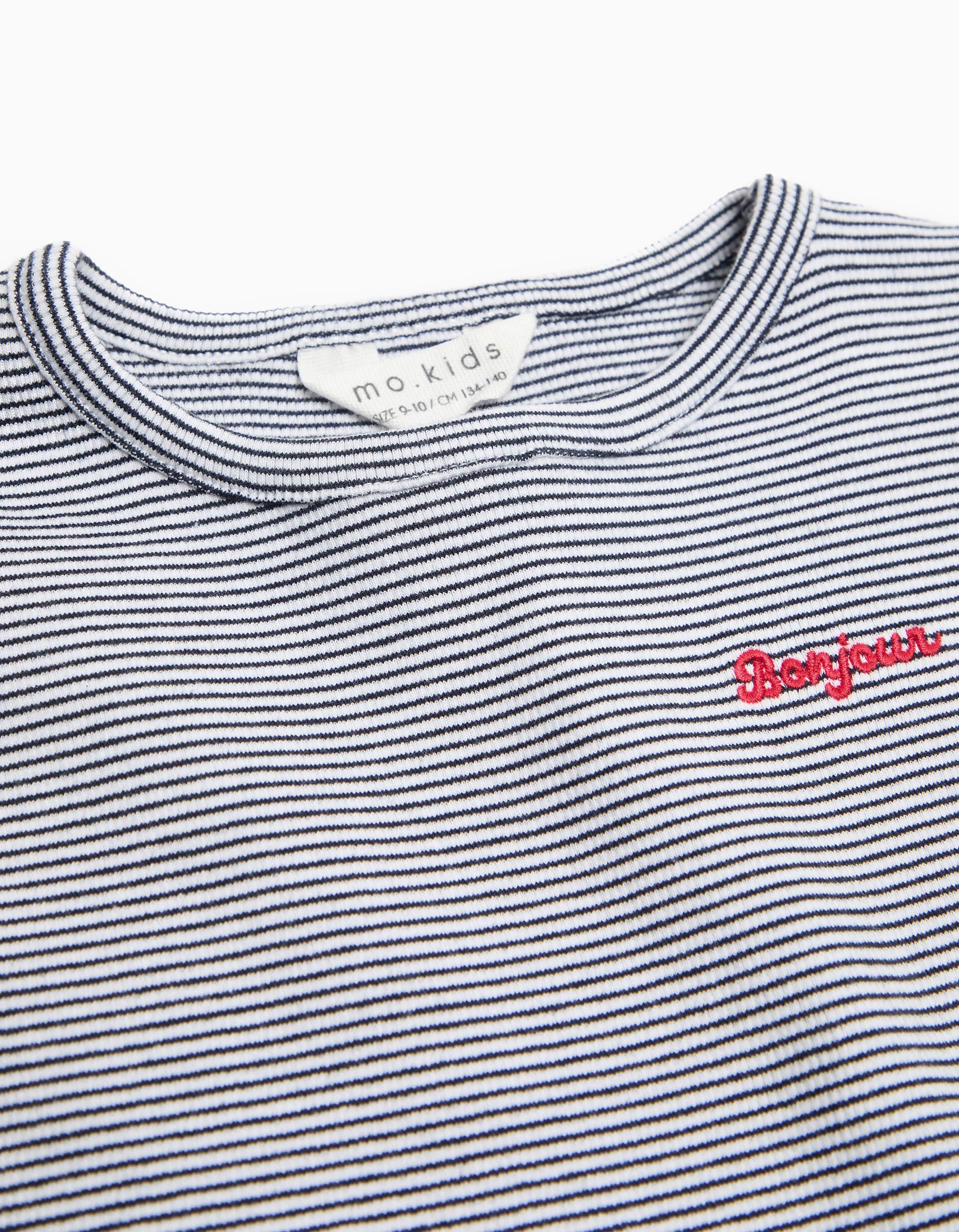 Comprar Online T-shirt de Manga Comprida Riscas, Menina, Azul Escuro