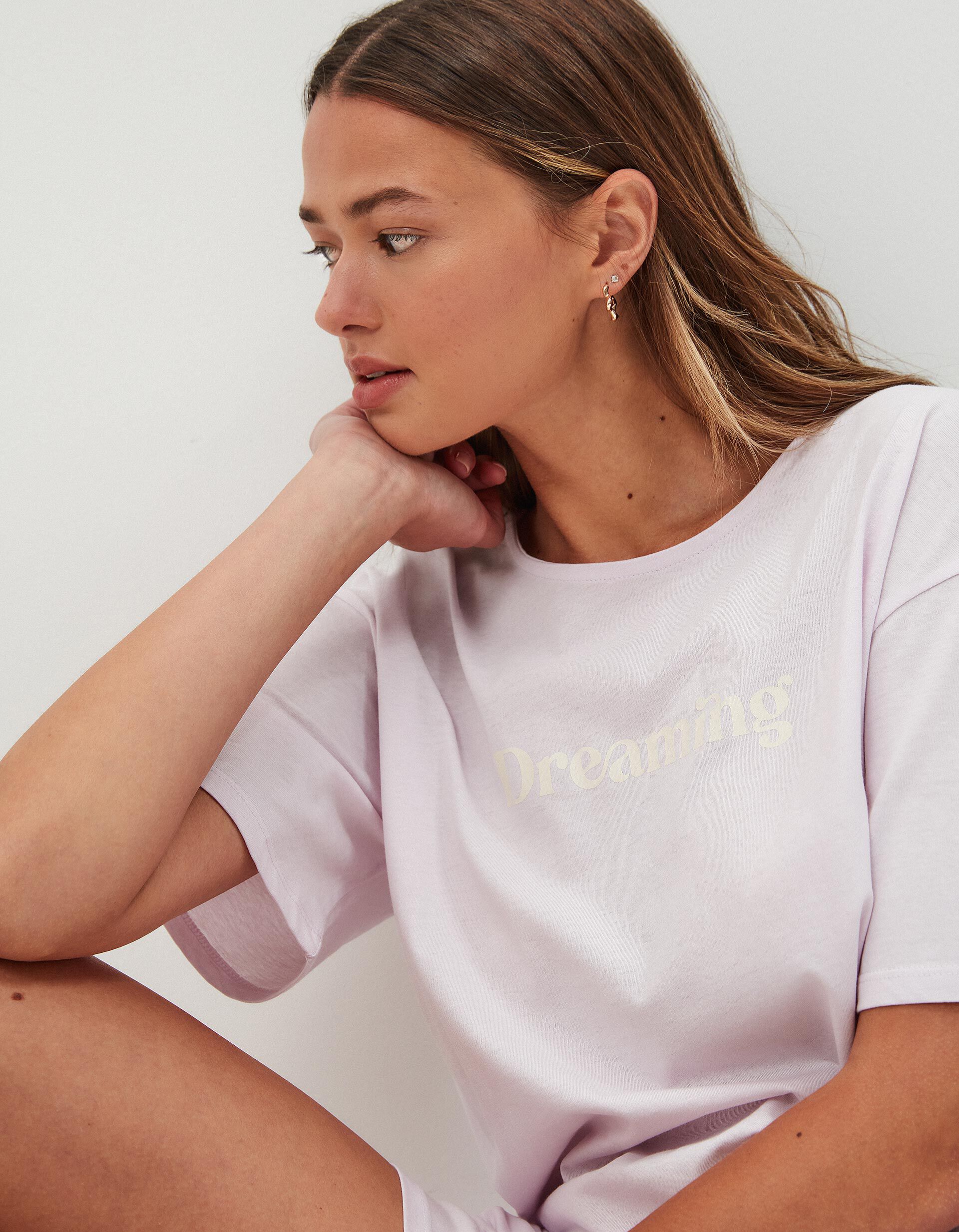 Camisa de Dormir Jersey, Mulher, Rosa Claro