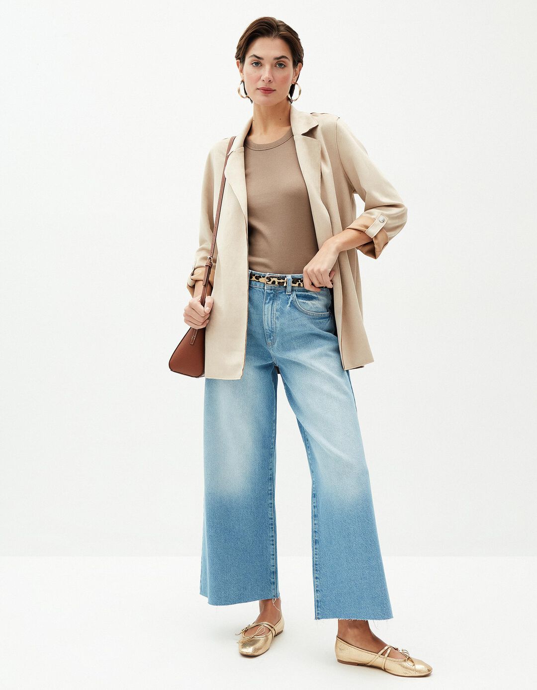 Blazer Efeito Camur&ccedil;a, Mulher, Bege Claro