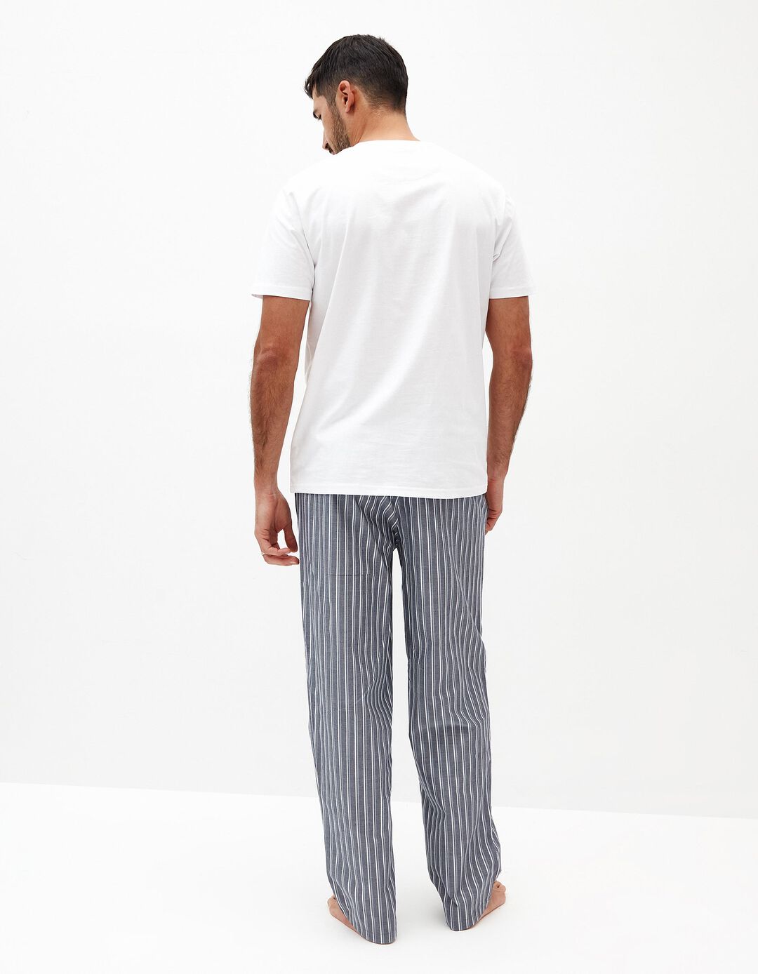 Calças Pijama Riscas, Homem, Azul Escuro