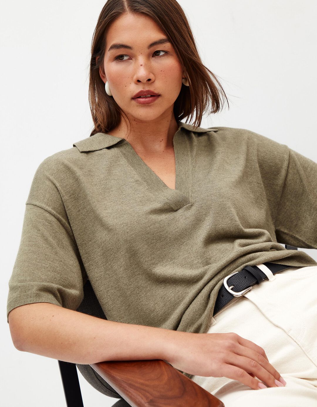 Camisola Polo de Manga Curta, Mulher, Verde Escuro