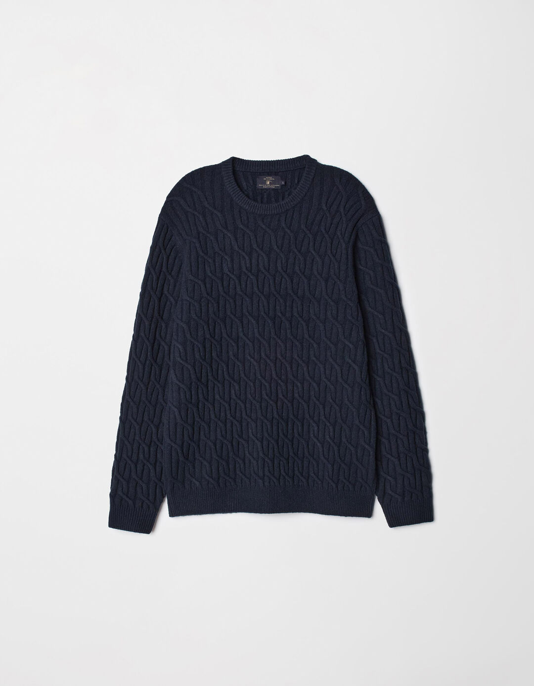 Camisola de Malha Entrançada, Homem, Azul Escuro