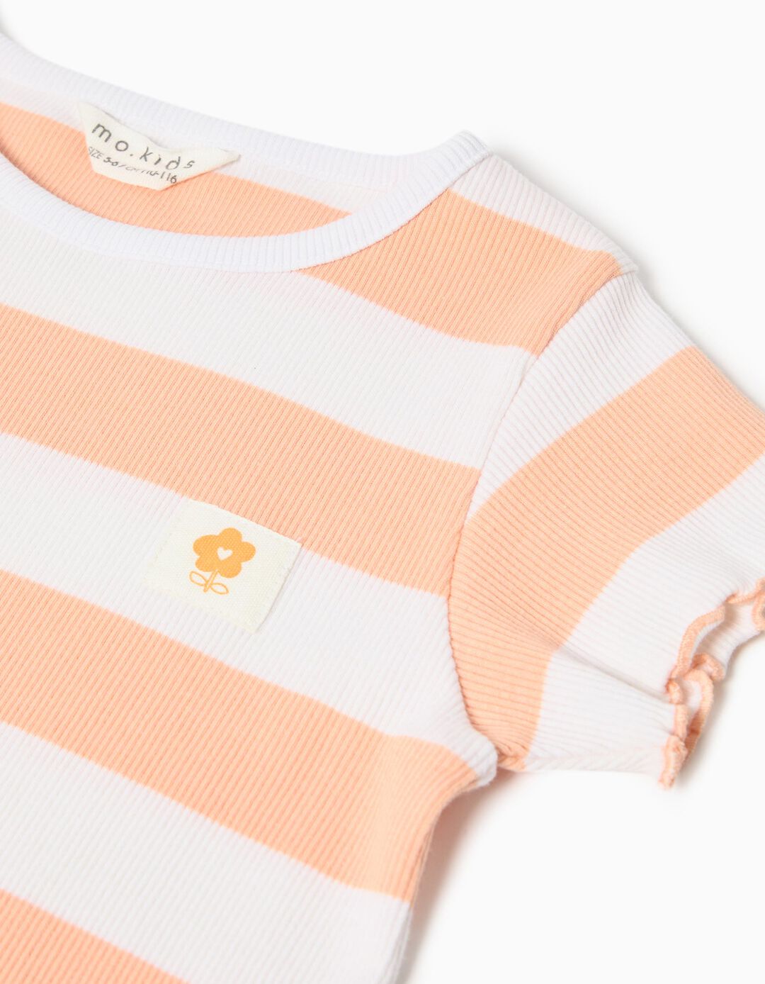 T-shirt Riscas, Menina, Coral Claro 