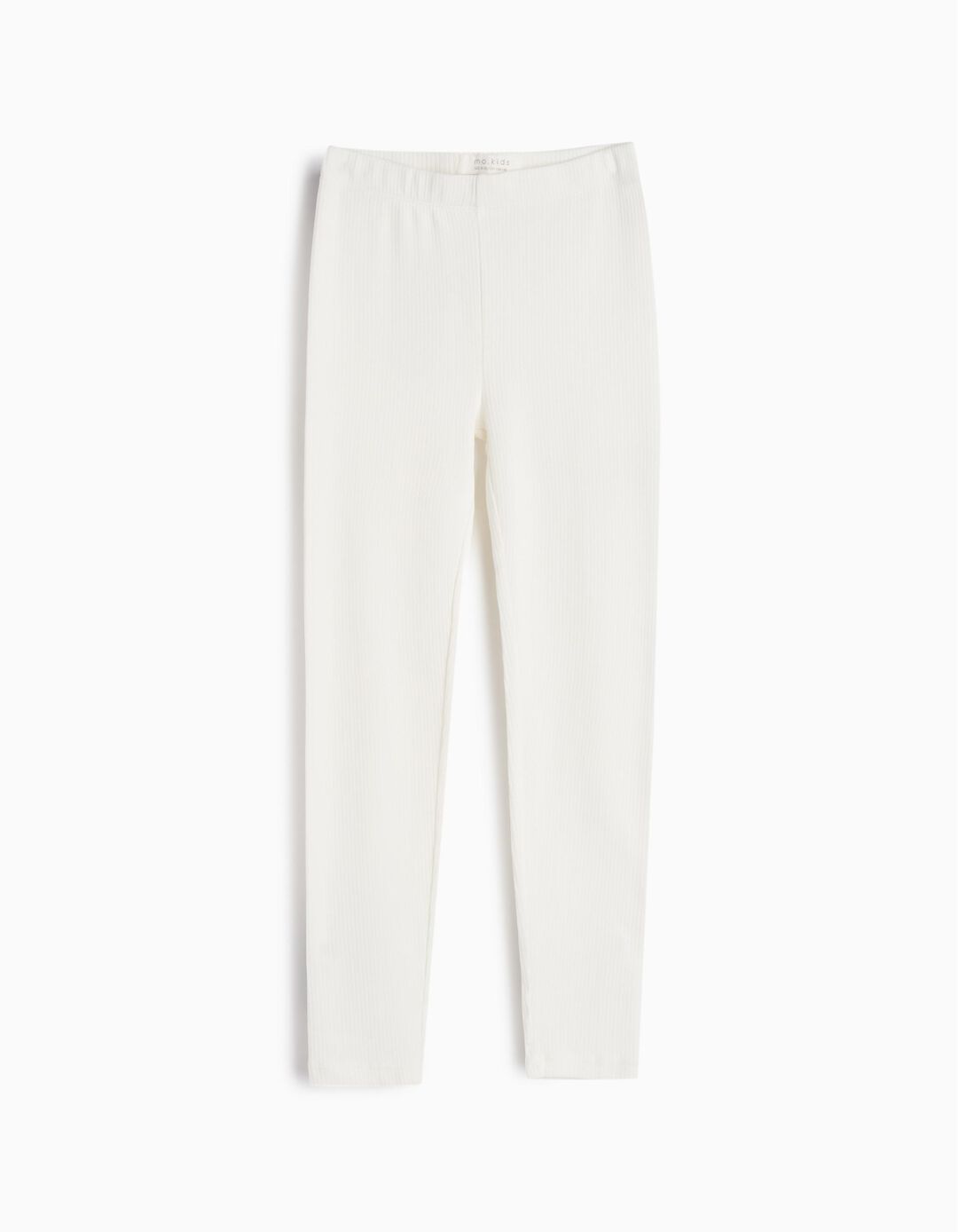 Leggings Malha Canelada, Menina, Branco