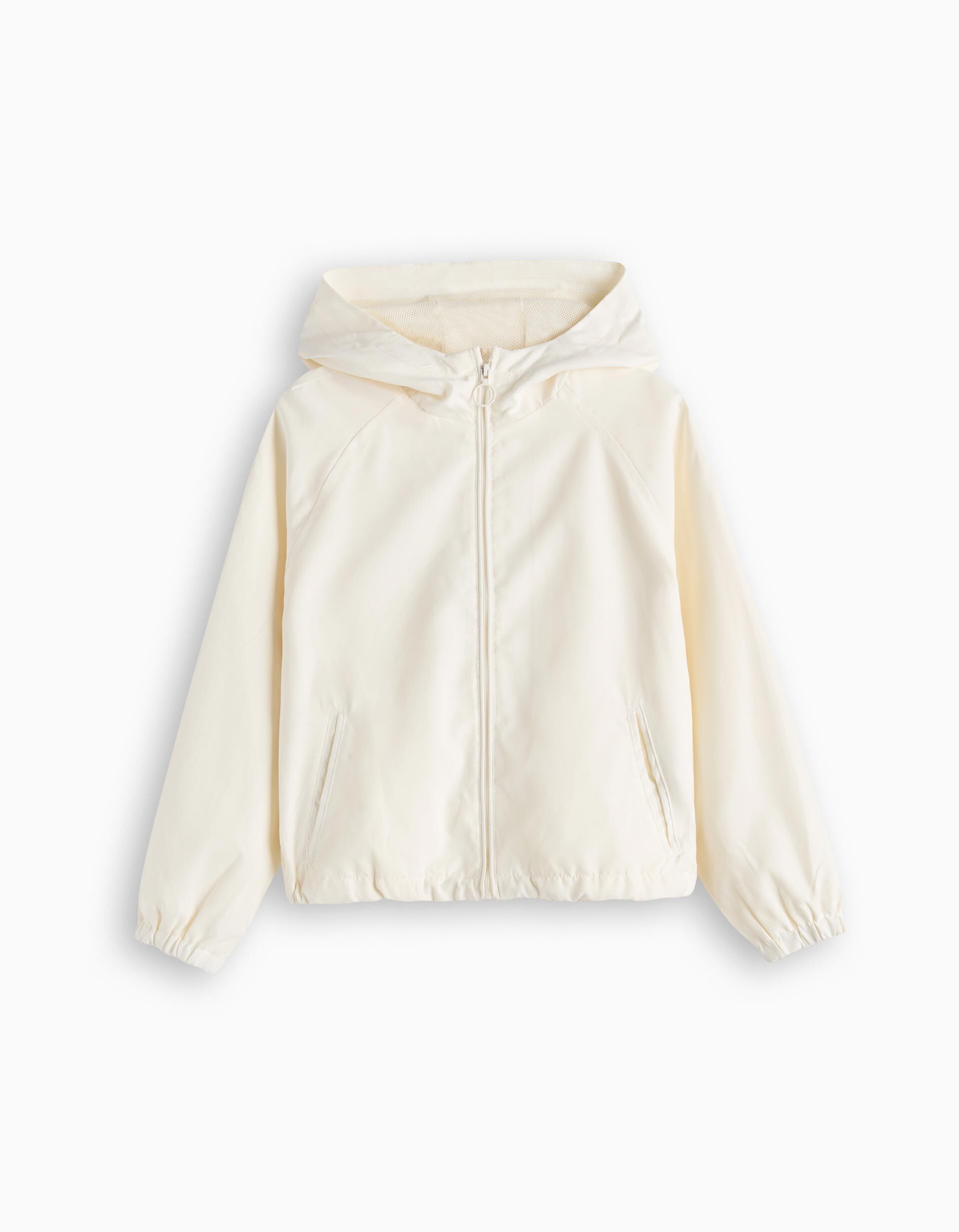 Corta-vento Capuz Leve, Menina, Branco