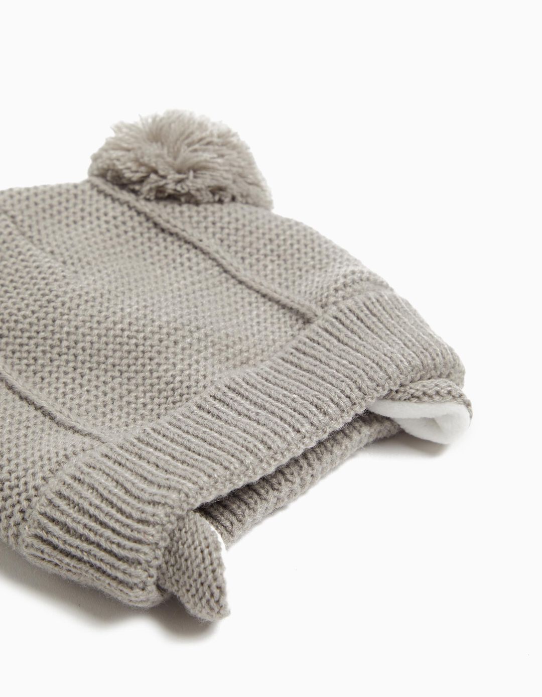 Conjunto Gorro + Luvas Malha, Recém-nascido, Cinzento