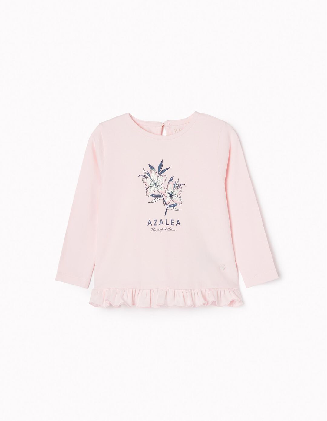 T-shirt de Manga Comprida em Algod&atilde;o para Beb&eacute; Menina 'Azalea', Rosa