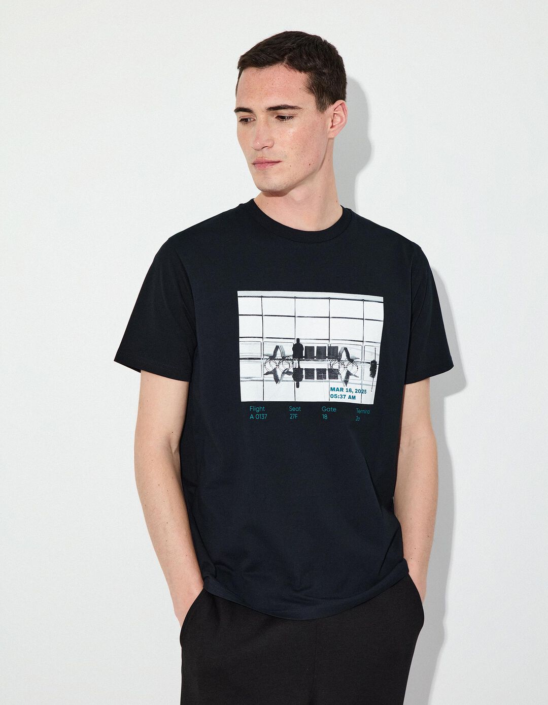 T-shirt Estampado, Homem, Preto