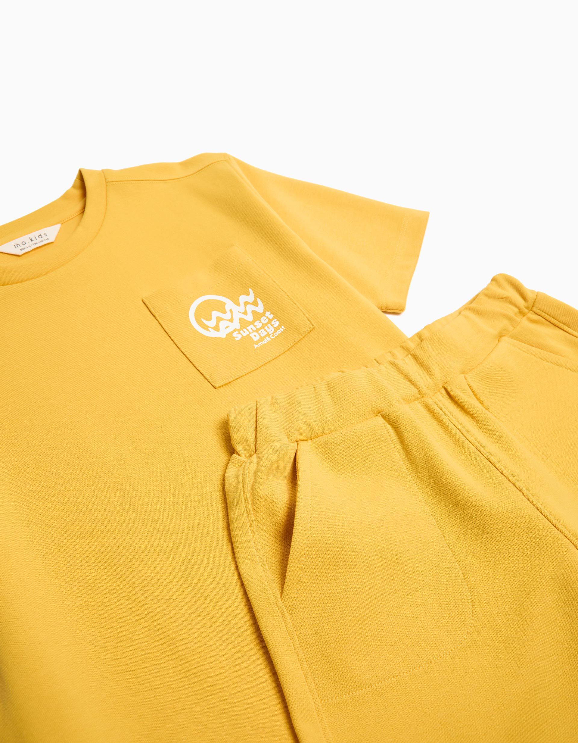 Conjunto T-Shirt e Cal&ccedil;&otilde;es, Menino, Amarelo