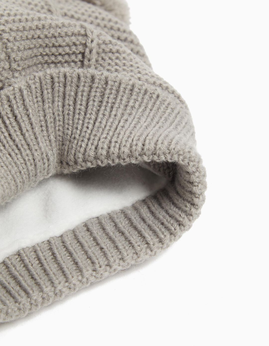 Conjunto Gorro + Luvas Malha, Recém-nascido, Cinzento