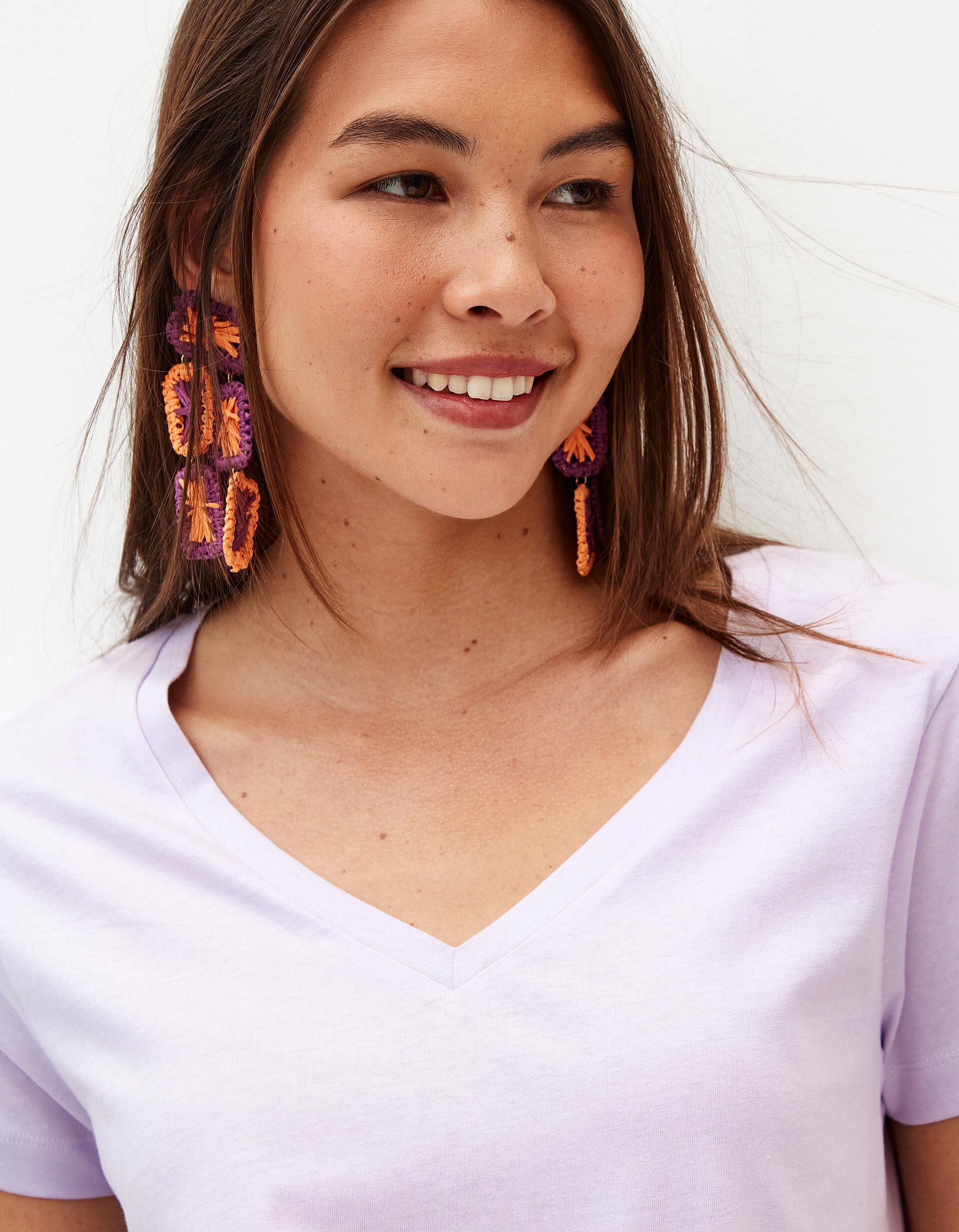 Comprar Online T-shirt Decote em V, Mulher, Roxo