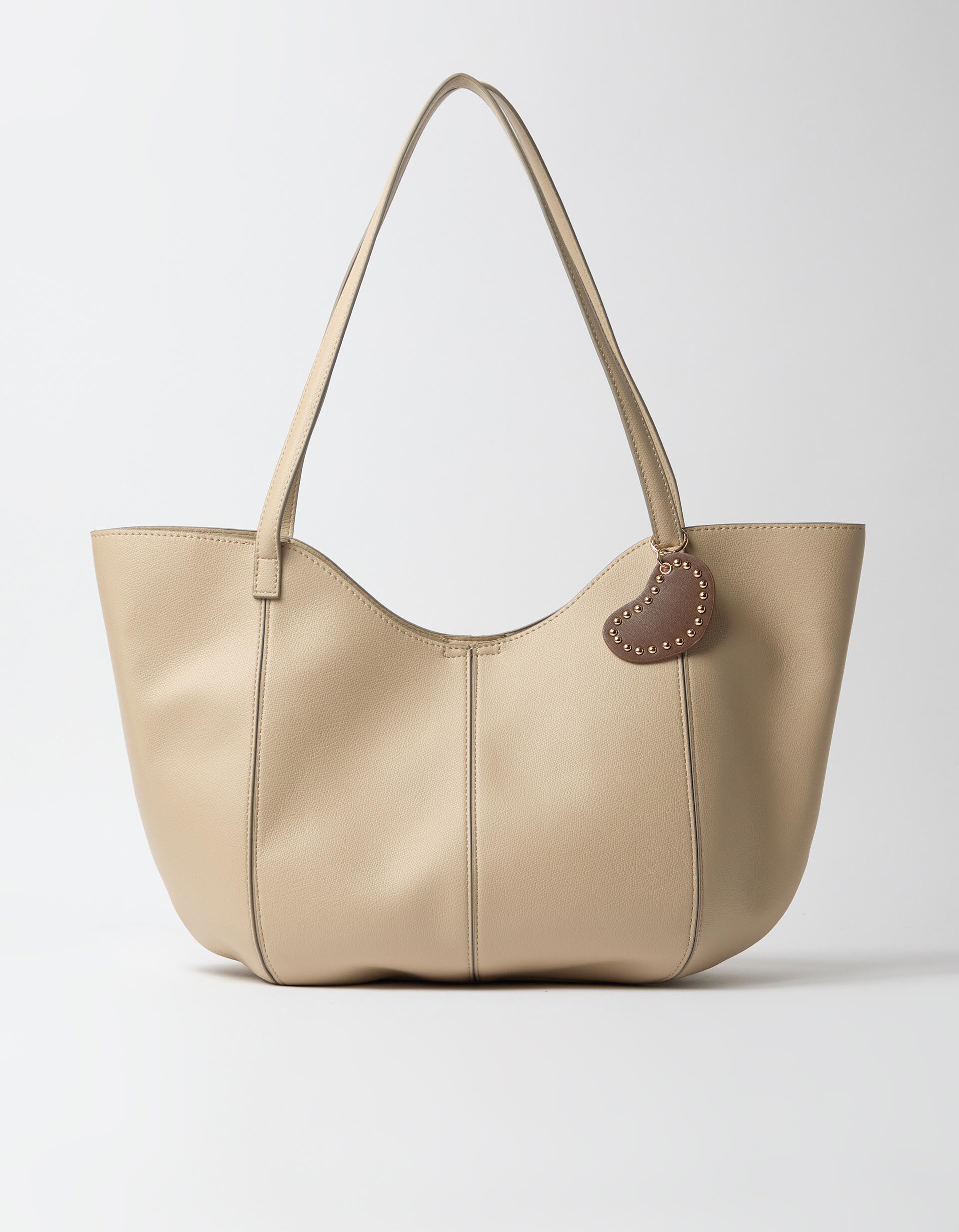 Mala Shopper Com Pendente, Mulher, Bege