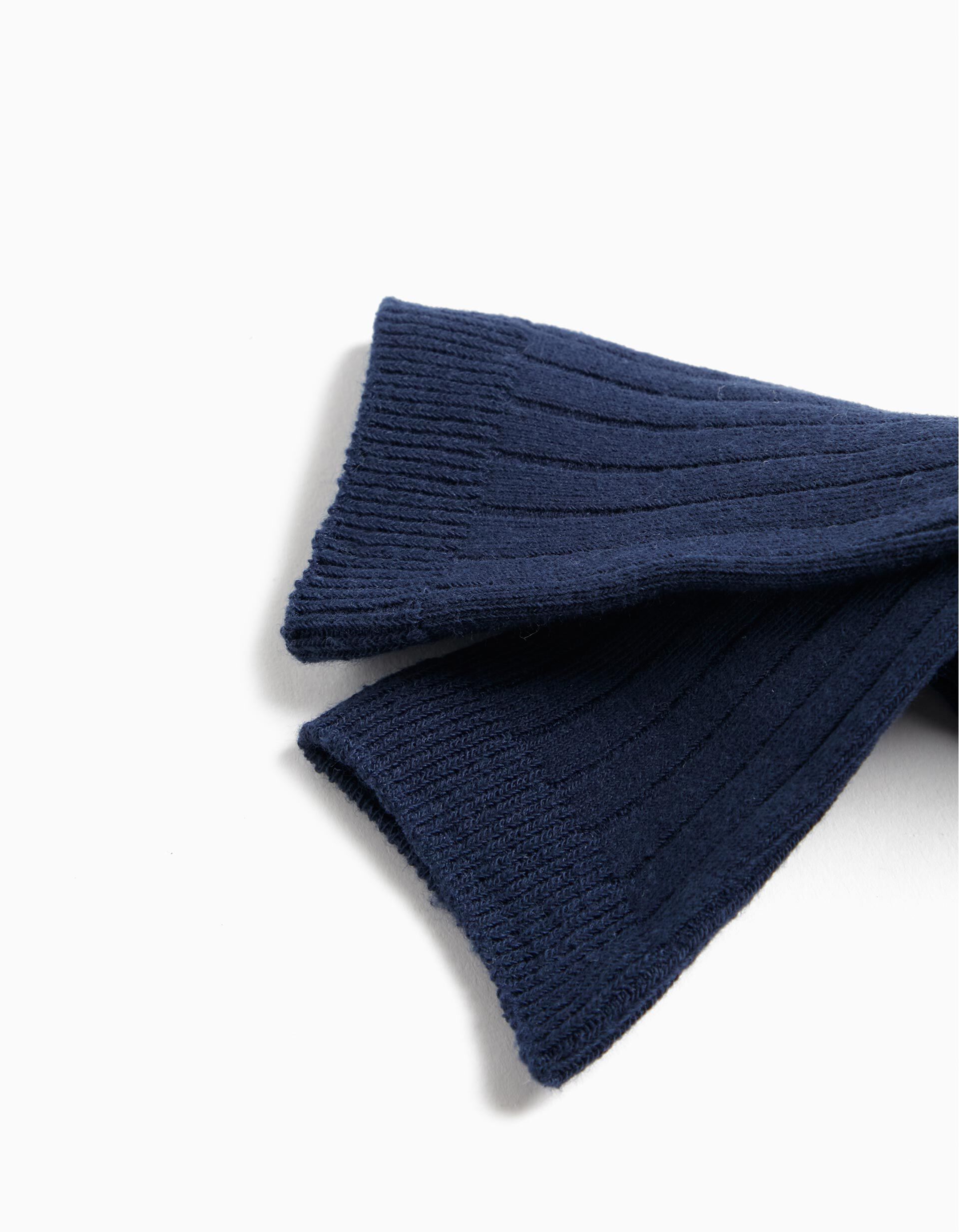 Comprar Online Pack 2 Pares de Meias Altas Caneladas, Beb&eacute;, Azul Escuro
