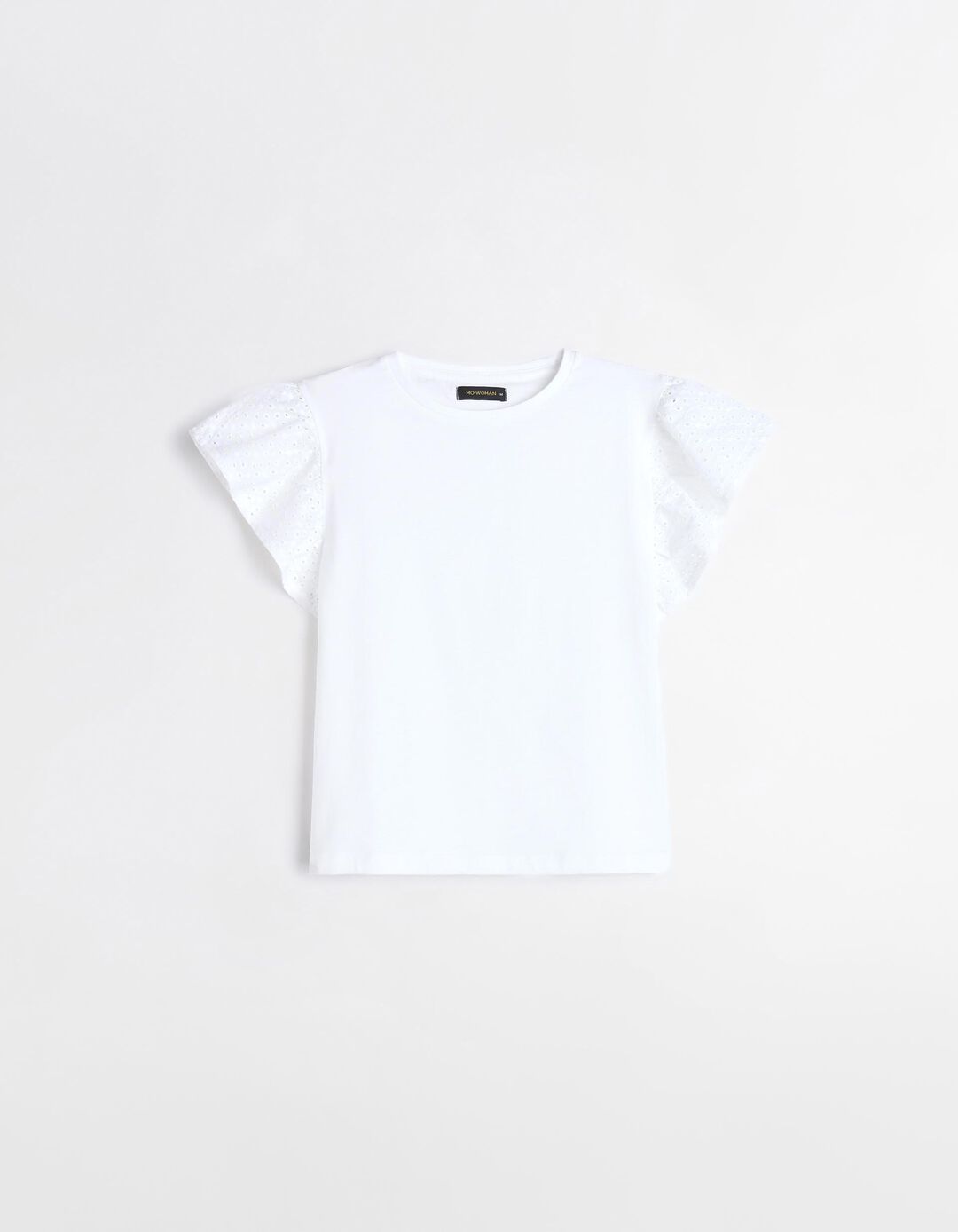 T-shirt com Bordado Inglês, Mulher, Branco