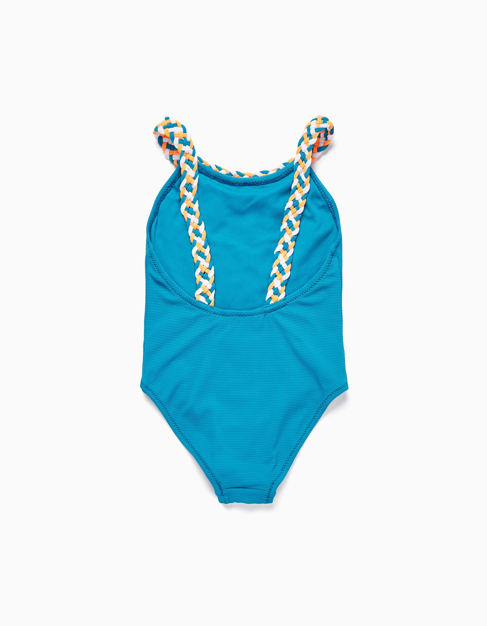 Comprar Online Fato de Banho com Al&ccedil;a Entran&ccedil;ada para Menina, Azul