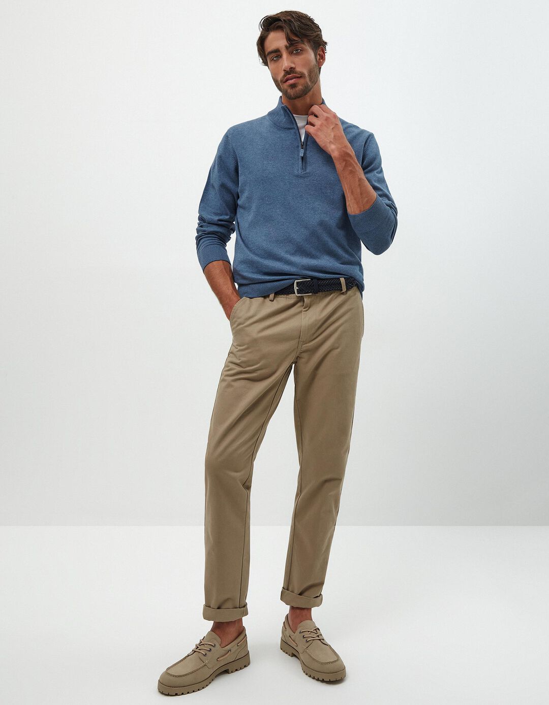 Cal&ccedil;as Chino Premium 'Slim fit', Homem, Bege Escuro