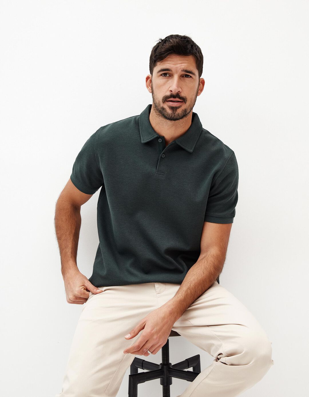 Polo Waffle, Homem, Verde Escuro