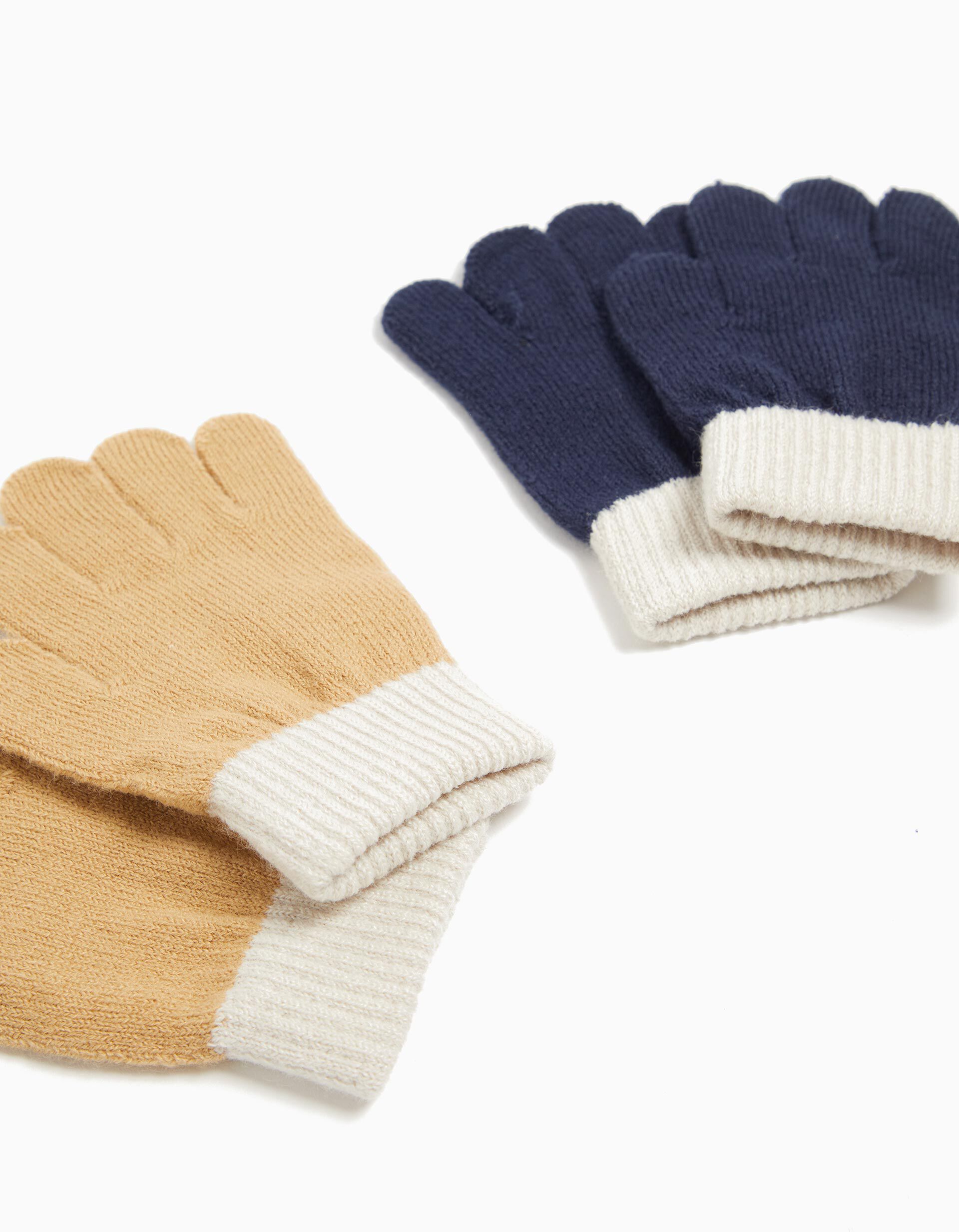 Comprar Online Pack 2 Pares de Luvas, Menino, Azul Escuro/Amarelo