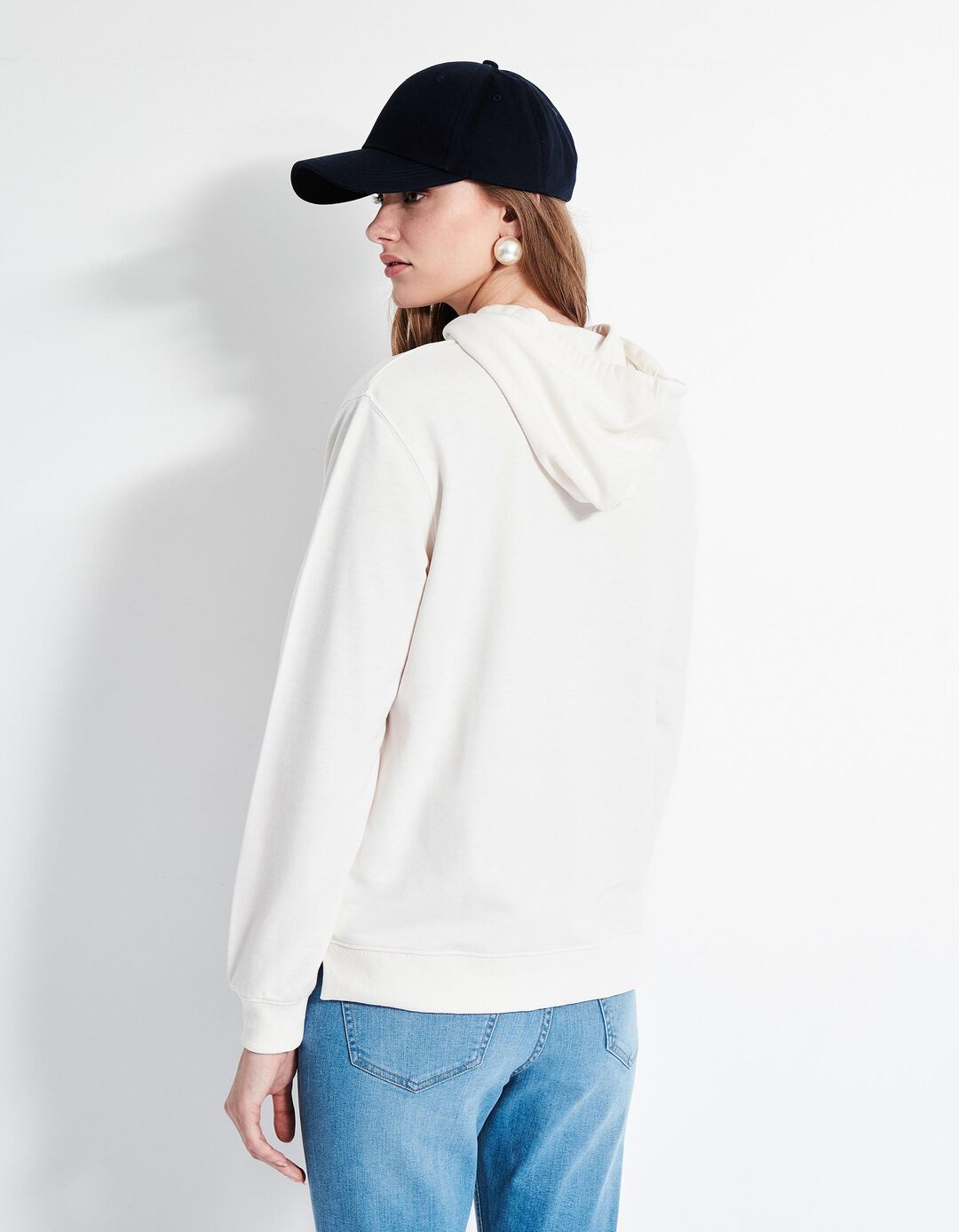 Sweatshirt Capuz, Mulher, Bege Claro