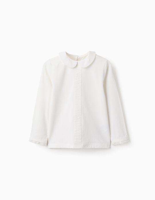 Comprar Online T-shirt com Plissado e Folhos para Menina, Branco