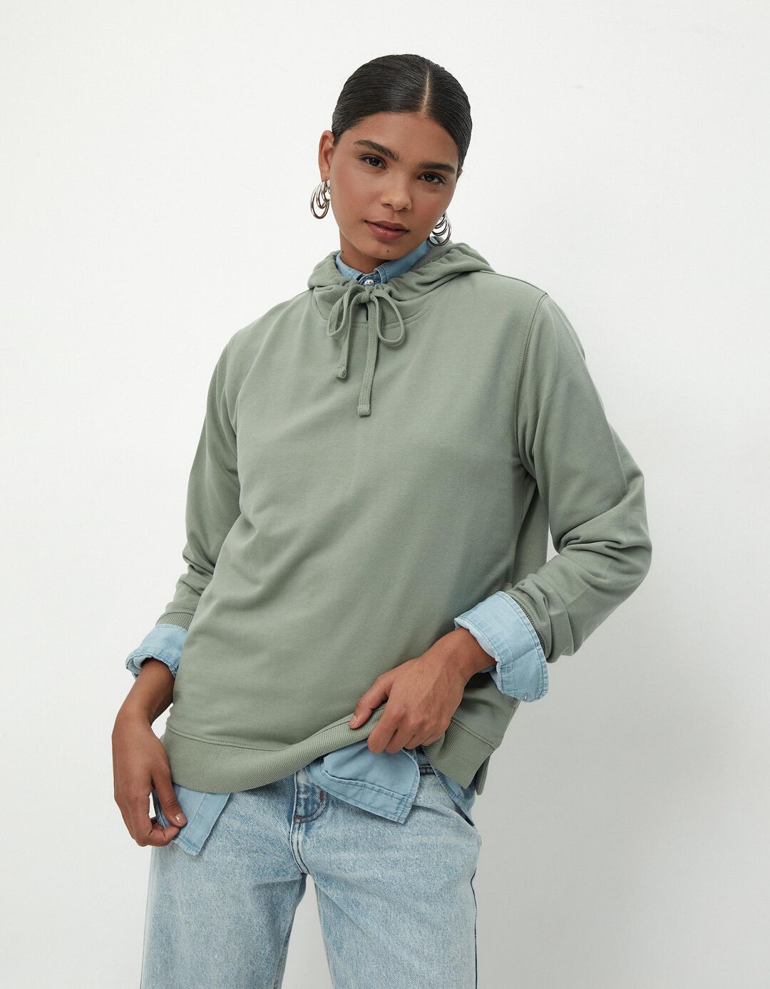 Sweatshirt Capuz, Mulher, Verde Claro