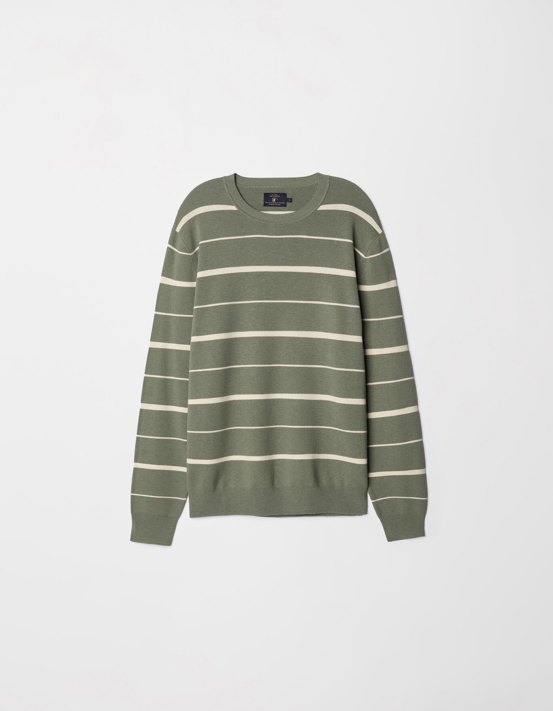 Comprar Online Camisola de Malha Riscas, Homem, Verde Claro